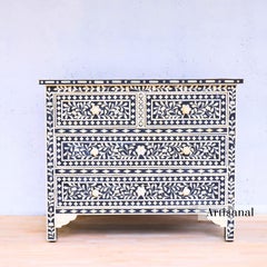 Anglo Indian Black Chest of Drawer Handcrafted by Artisanal
