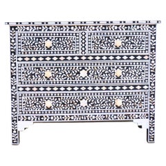 Commode anglo-indienne en nacre noire fabriquée à la main par Artisanal