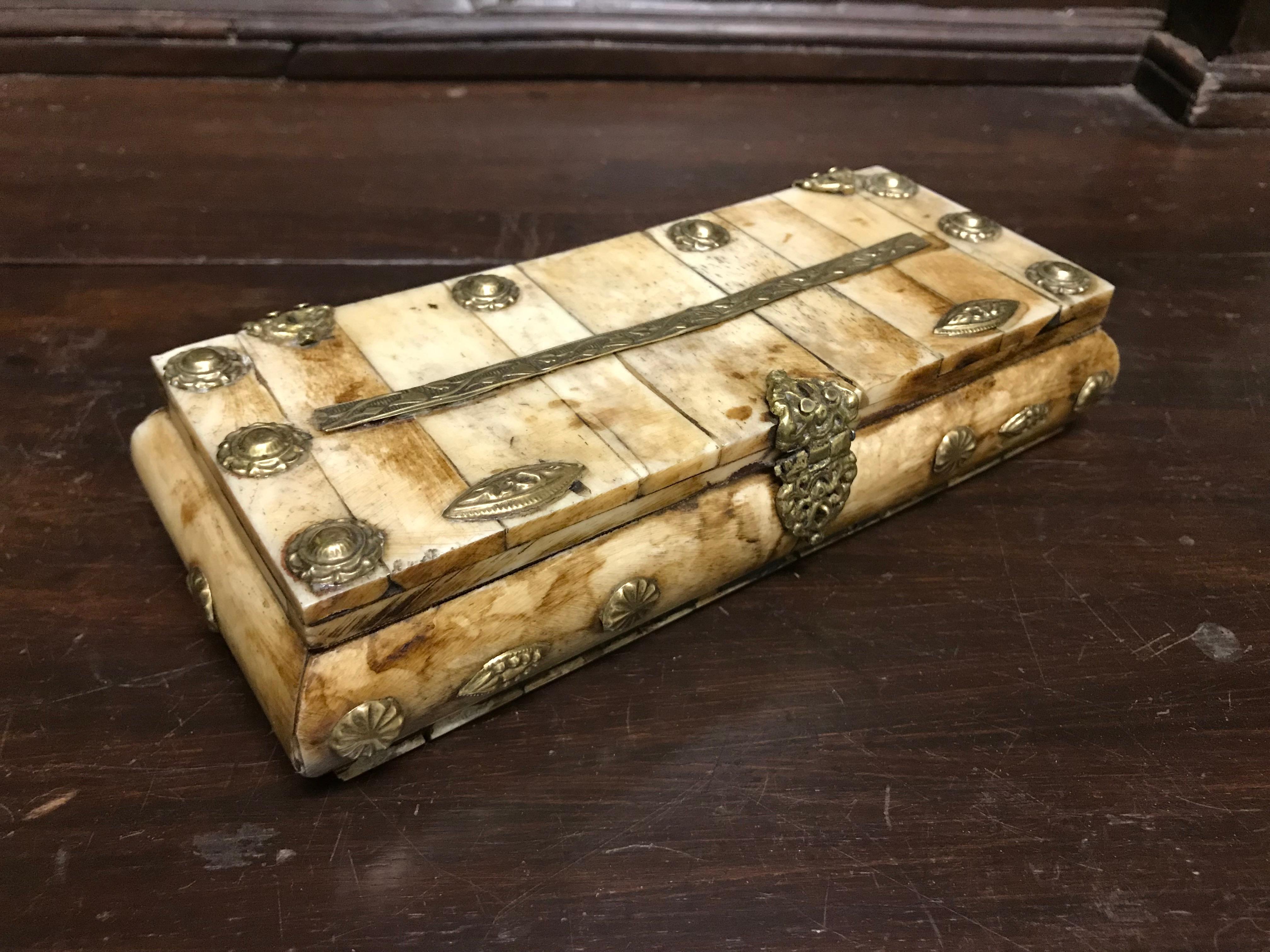 Anglo-Indian Bone and Brass Box 7