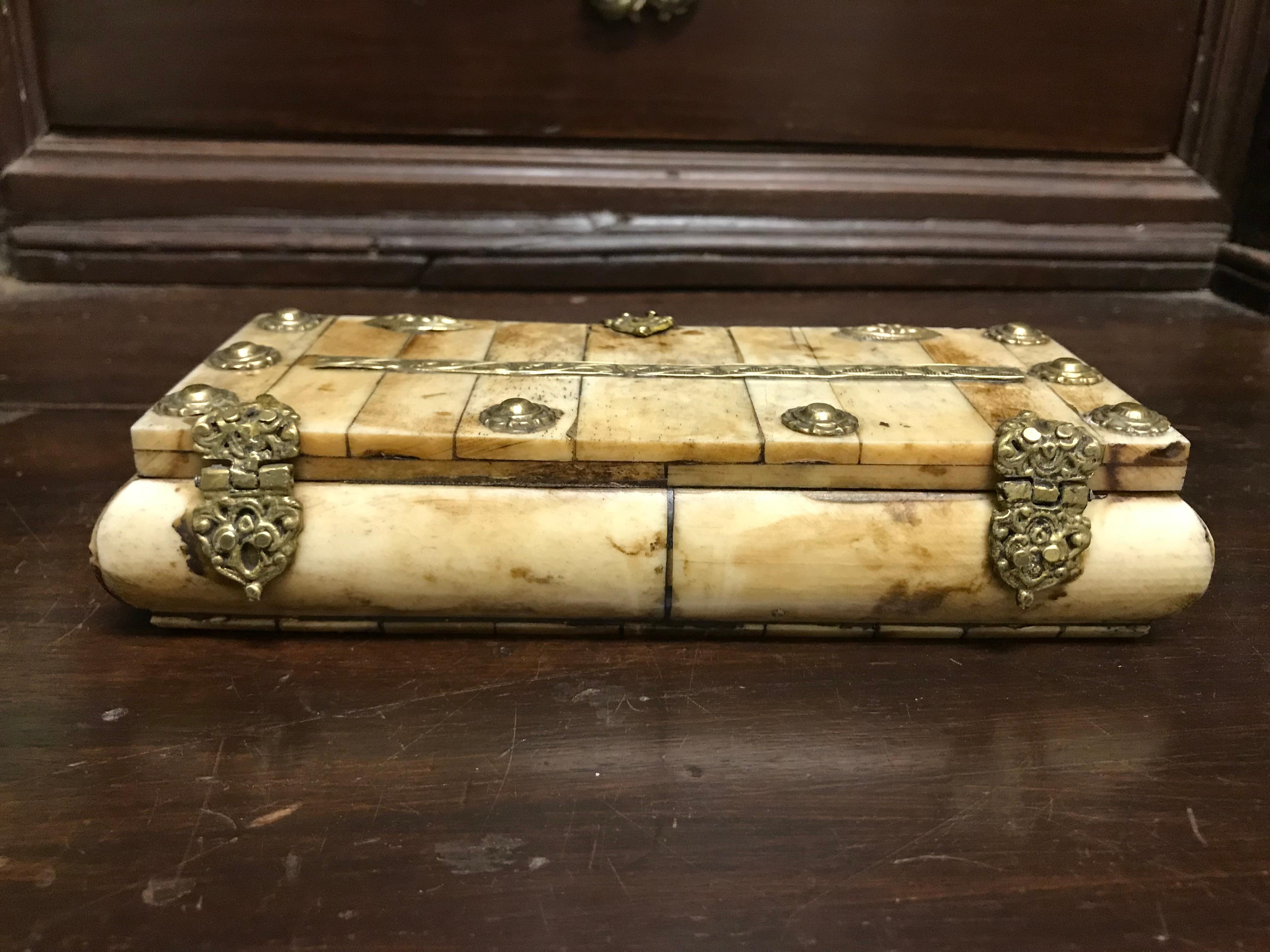 19th Century Anglo-Indian Bone and Brass Box