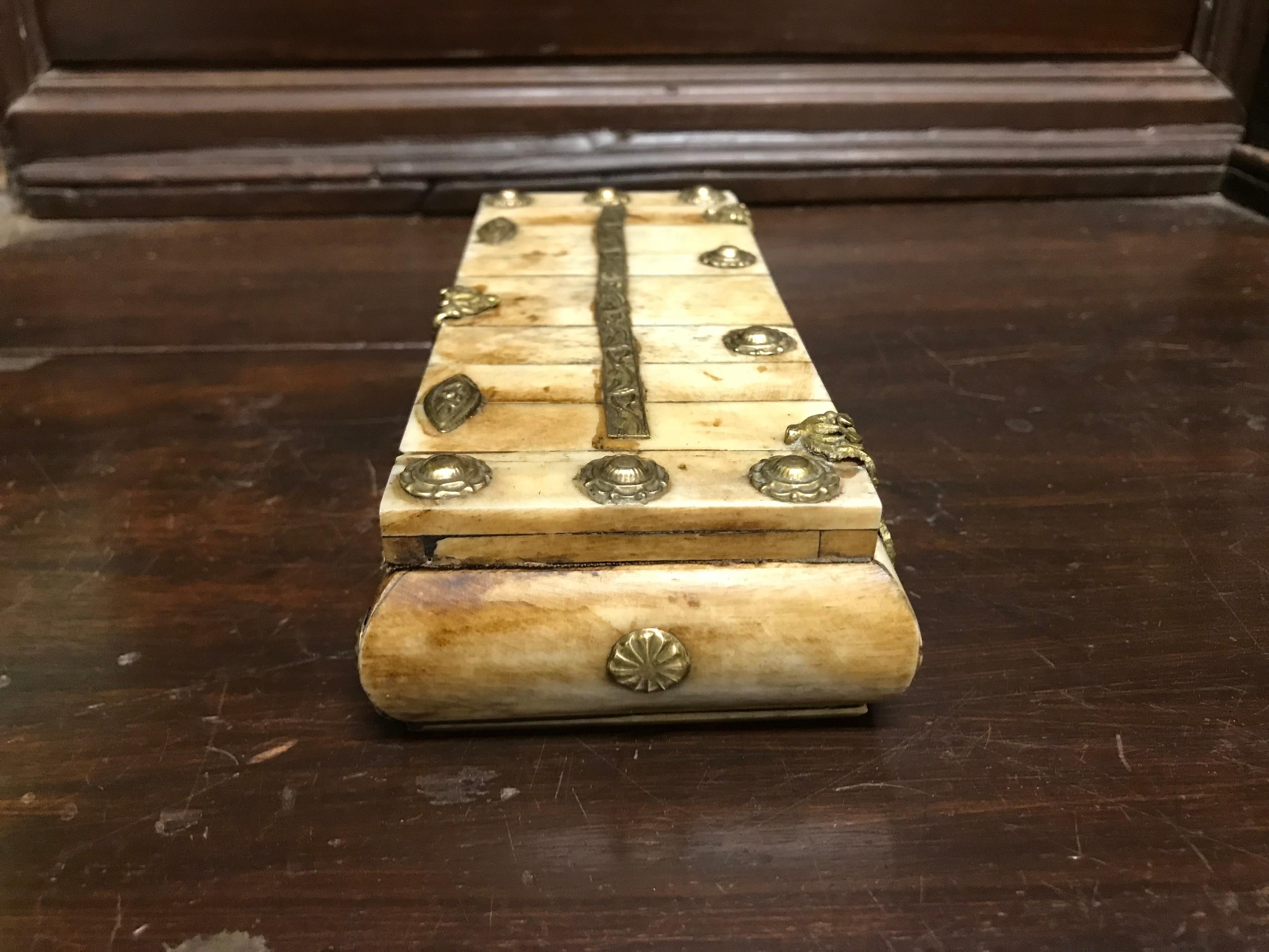 Anglo-Indian Bone and Brass Box 1