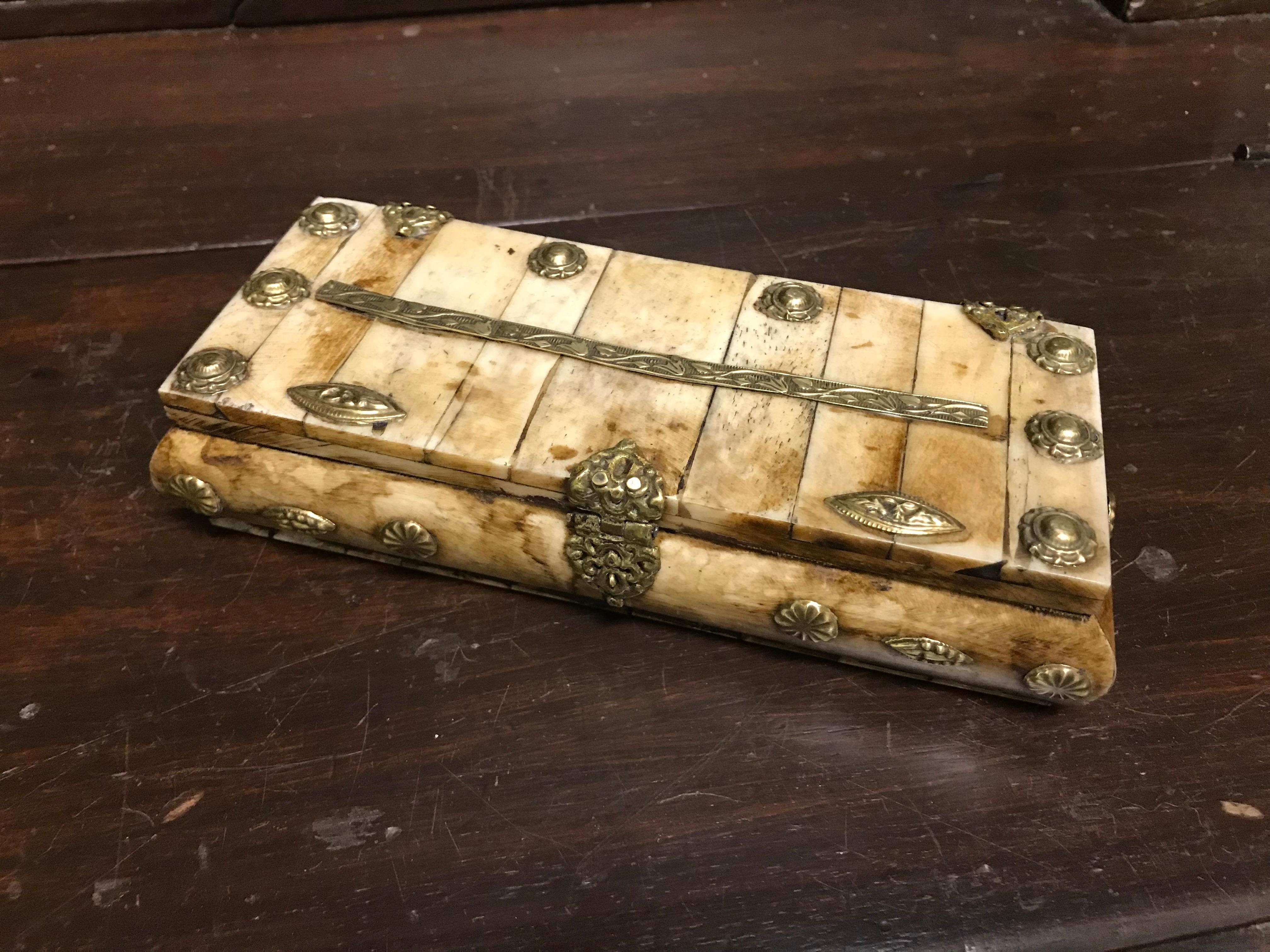 Anglo-Indian Bone and Brass Box 2