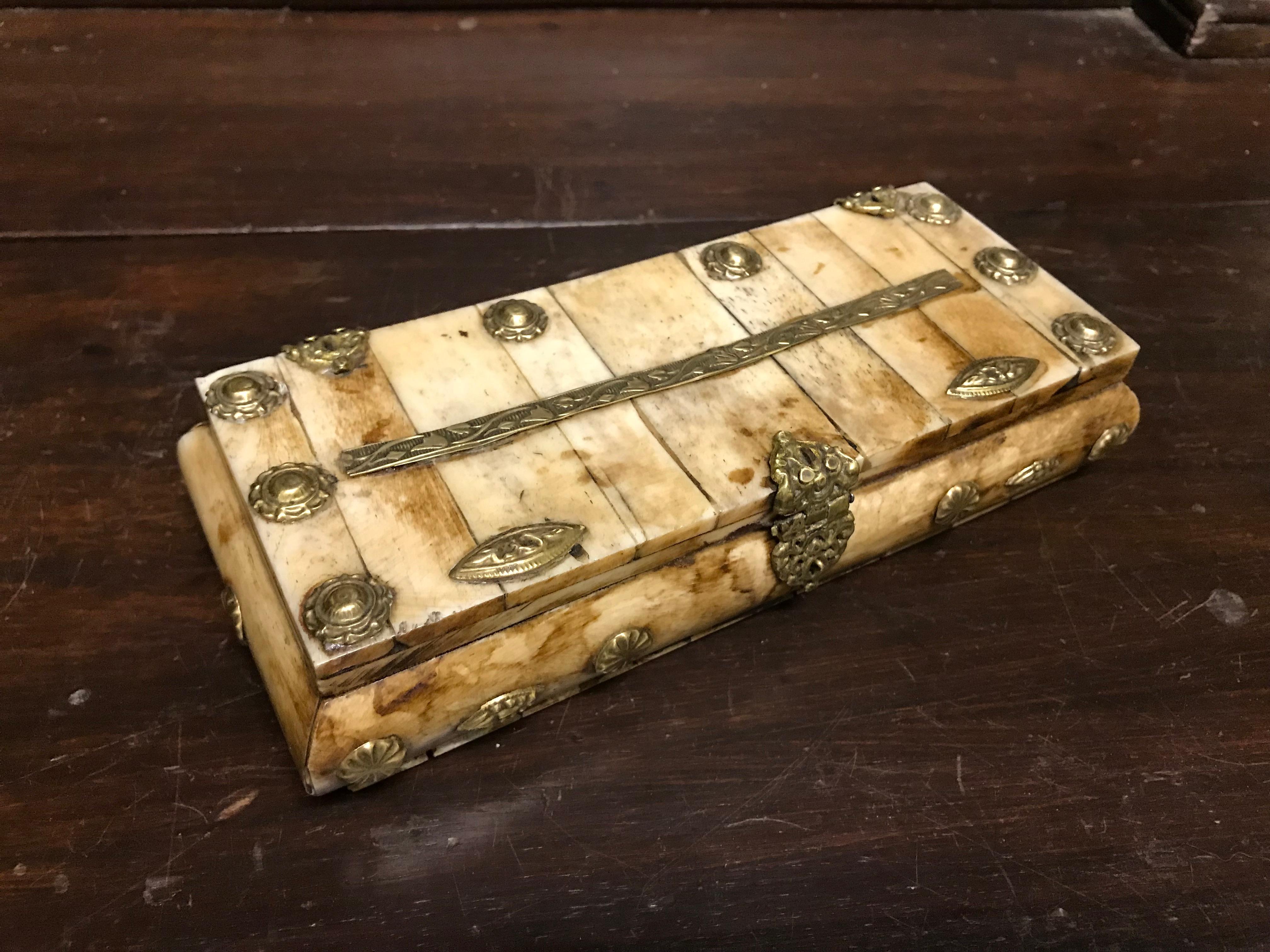 Anglo-Indian Bone and Brass Box 3