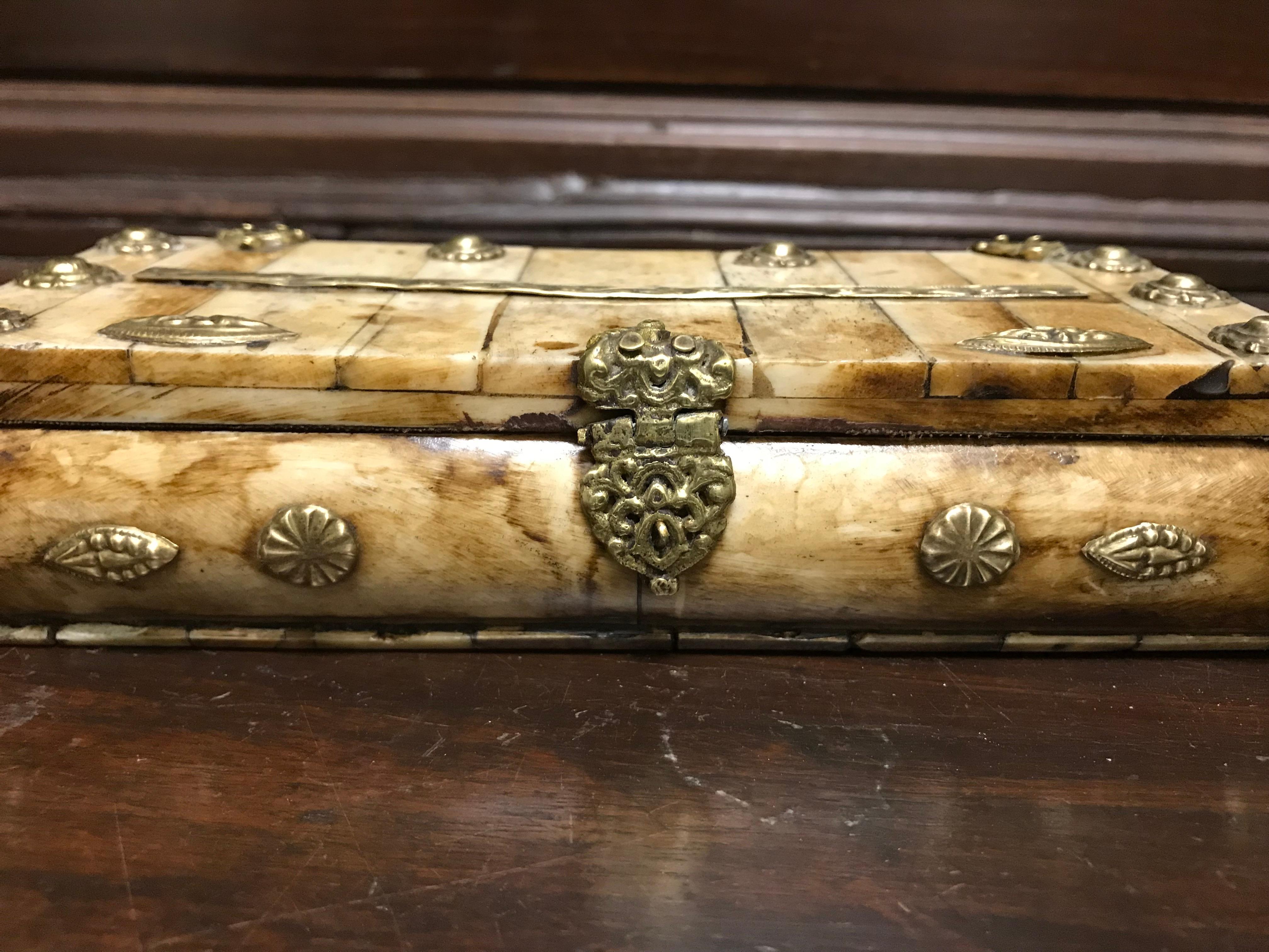 Anglo-Indian Bone and Brass Box 5