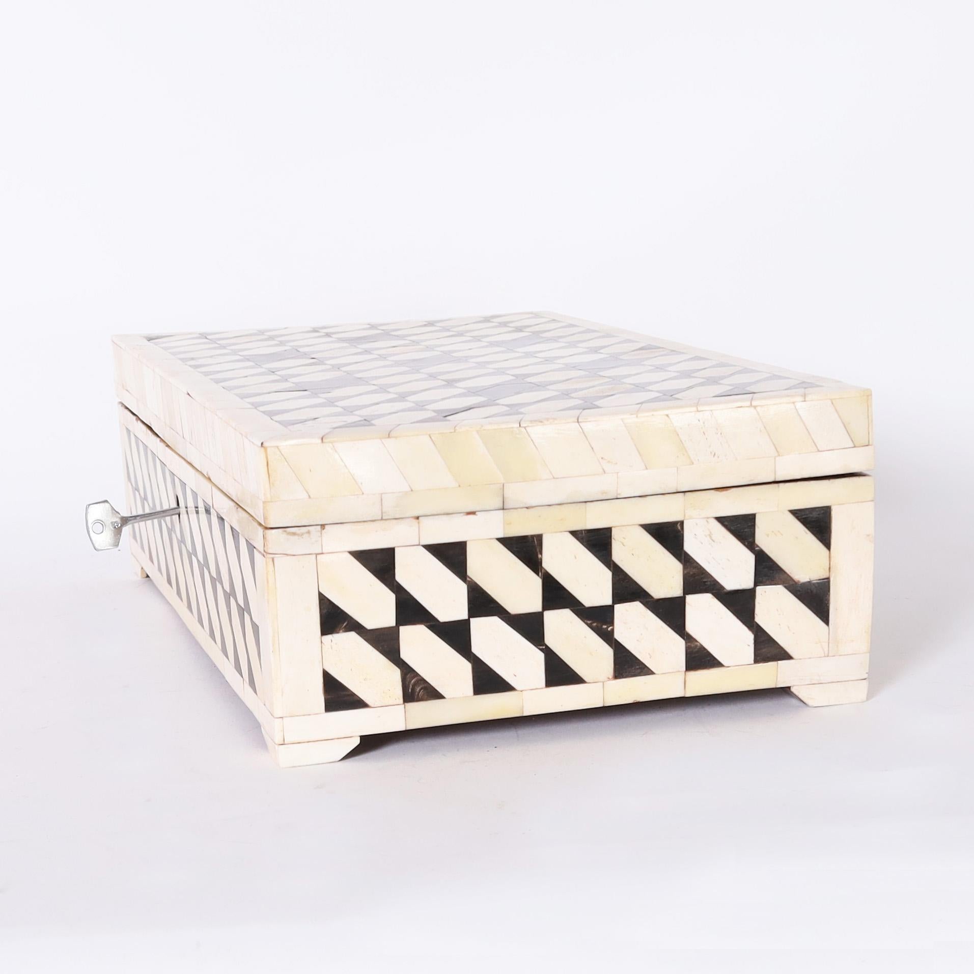Caja angloindia de hueso y ébano Angloindio en venta