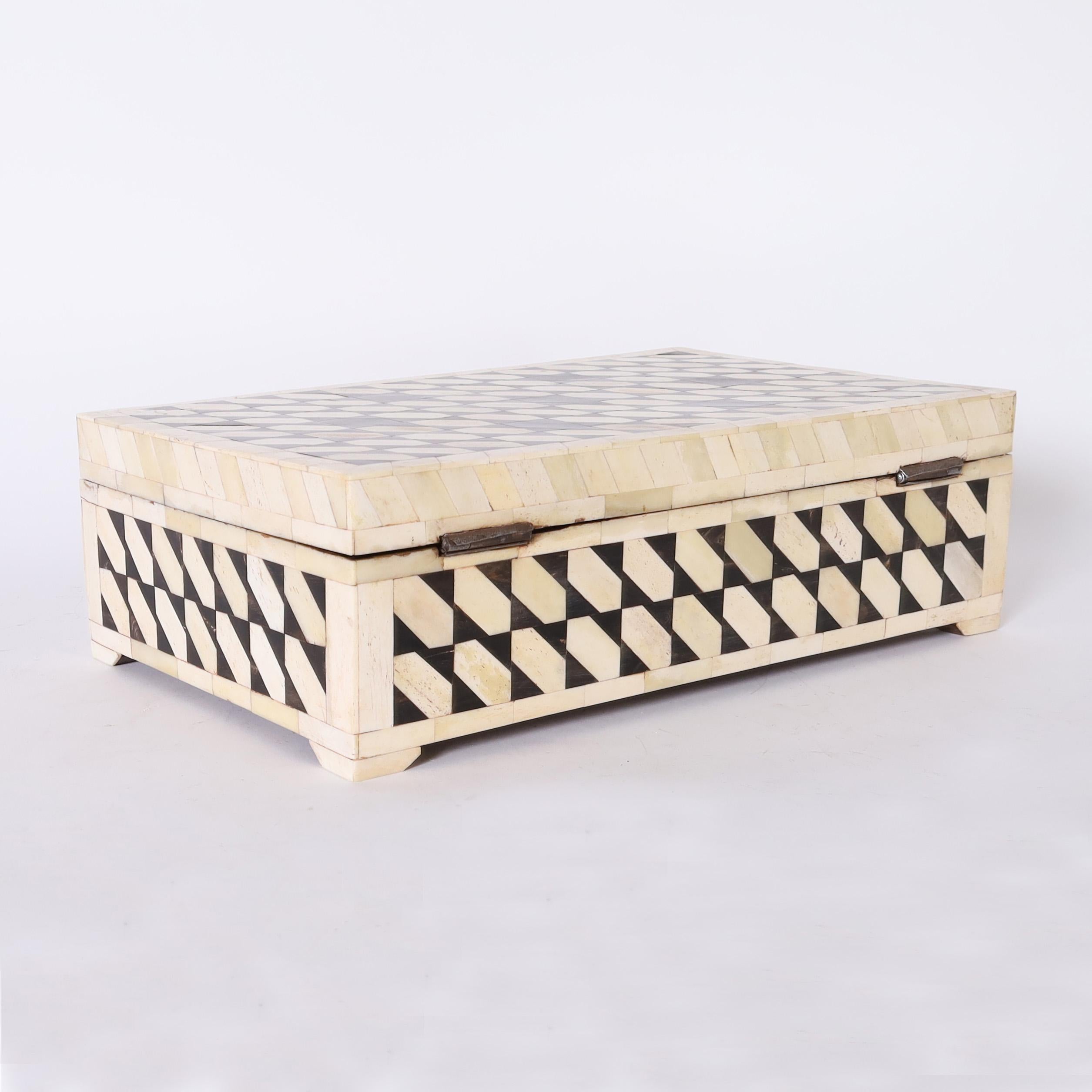 Caja angloindia de hueso y ébano Indio en venta