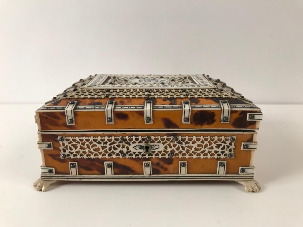 19th Century Anglo Indian Bone and Tortoise Shell Box