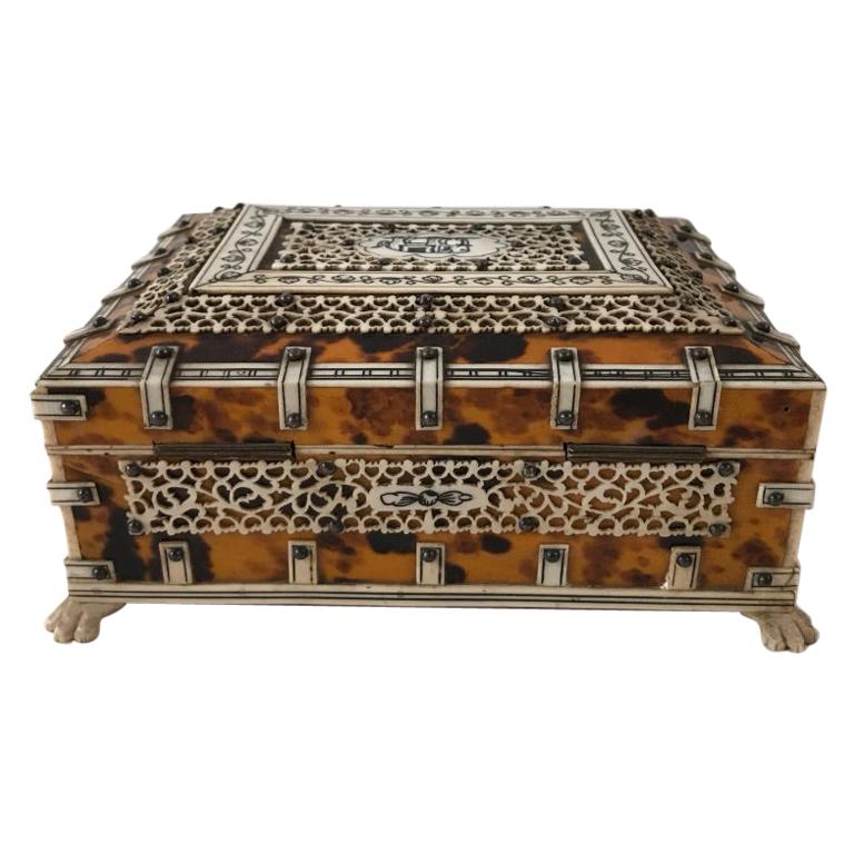 Anglo Indian Bone and Tortoise Shell Box