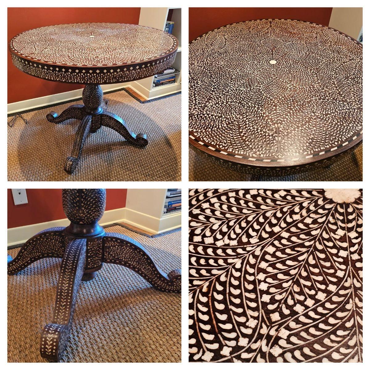 Anglo Indian bone inlaid Center Pedestal Table For Sale 5