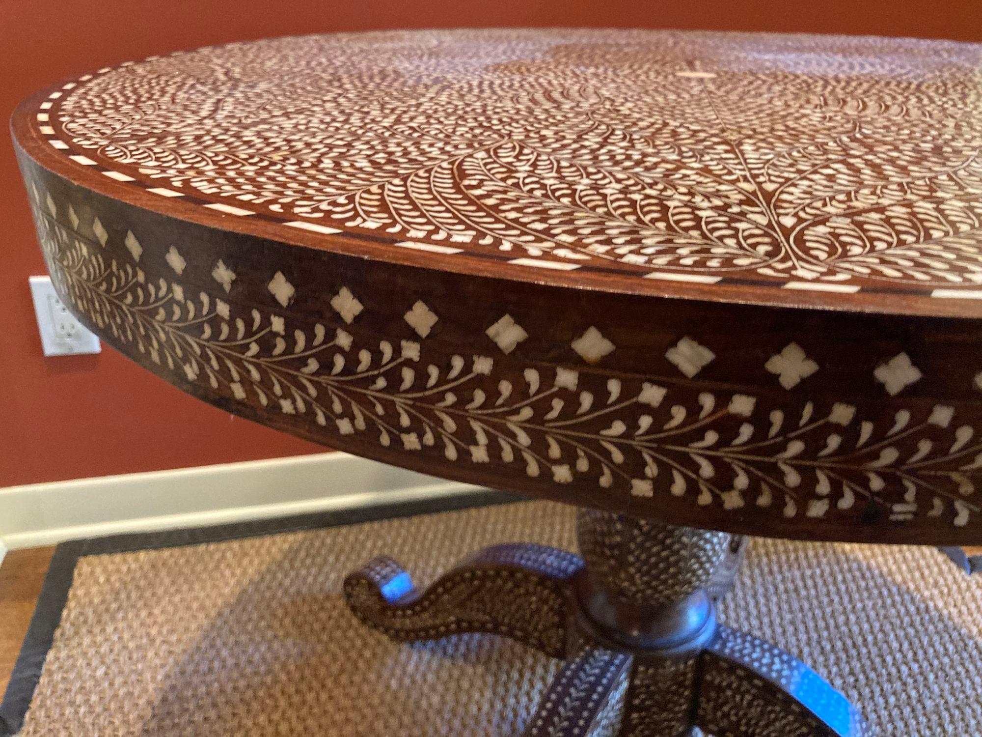 Anglo Indian bone inlaid Center Pedestal Table For Sale 6