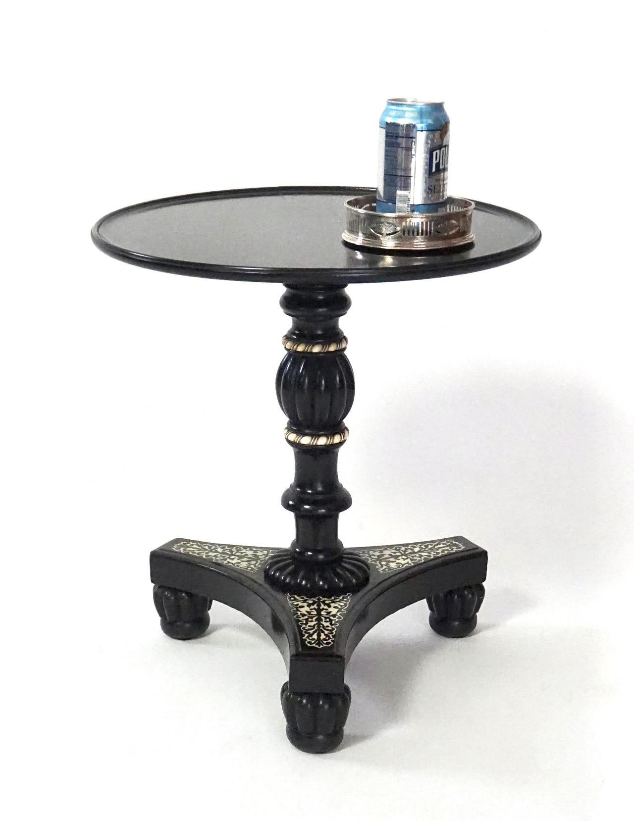 Anglo-Indian Bone Inlaid Ebony Petite Occasional Table or Stand, circa 1840 7