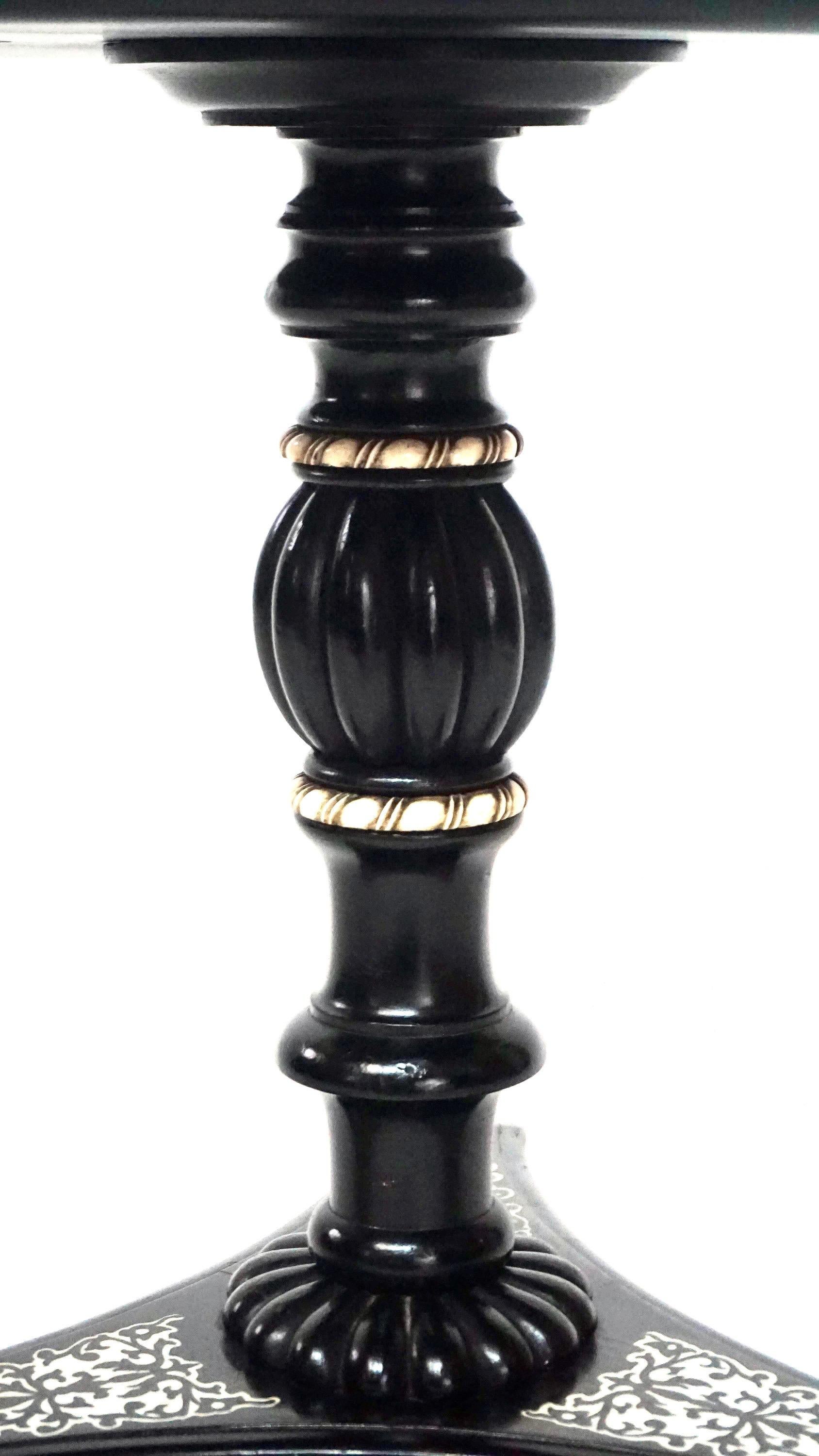 Anglo-Indian Bone Inlaid Ebony Petite Occasional Table or Stand, circa 1840 1