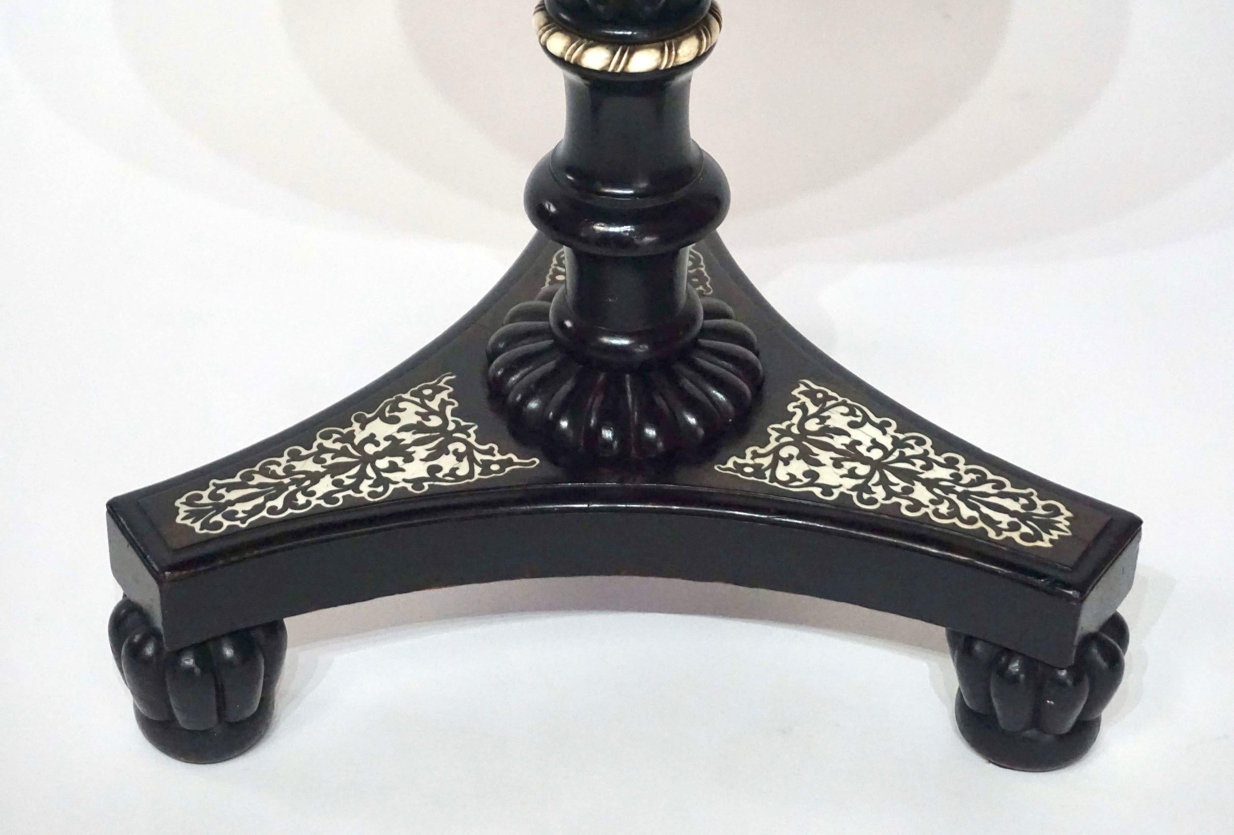 Anglo-Indian Bone Inlaid Ebony Petite Occasional Table or Stand, circa 1840 2