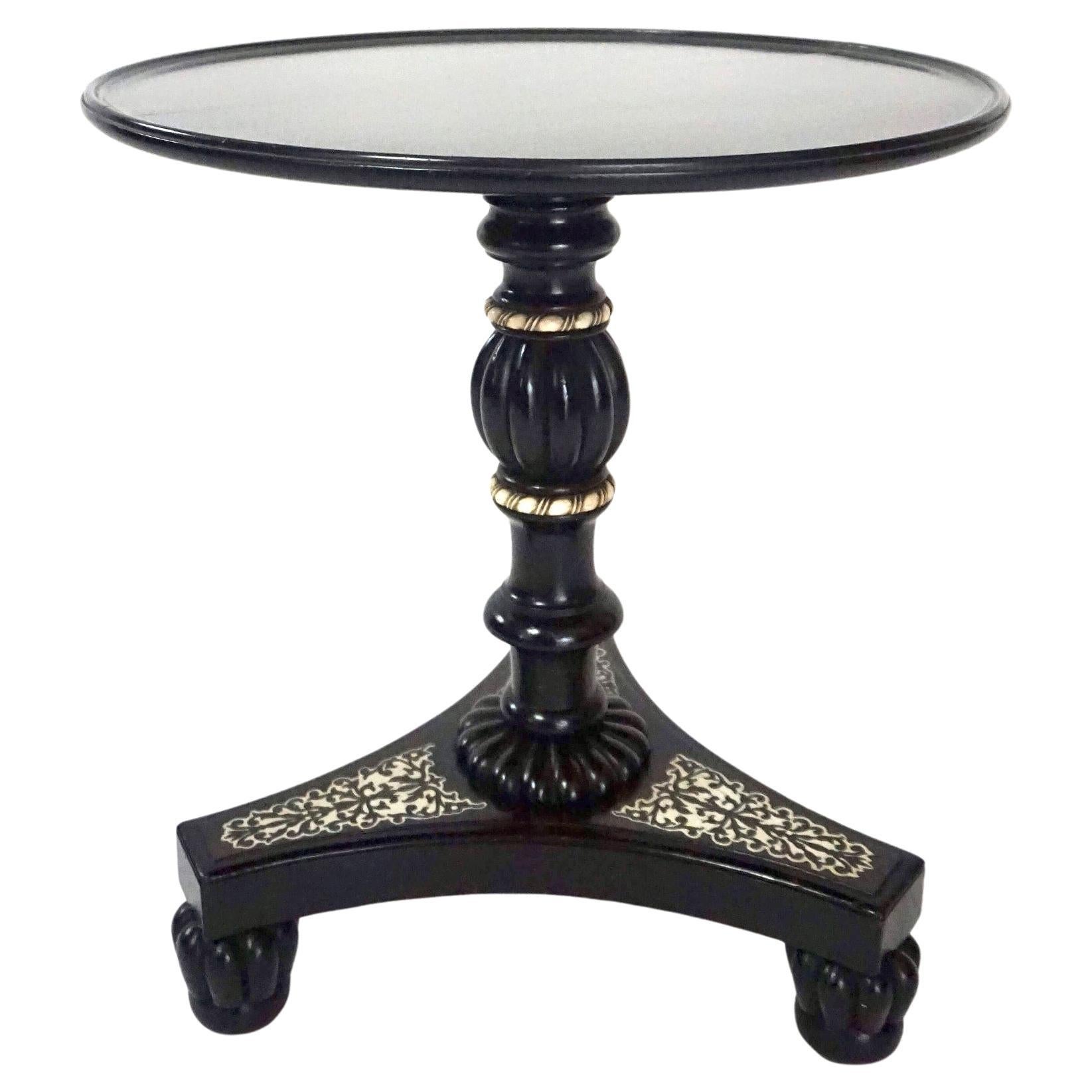 Anglo-Indian Bone Inlaid Ebony Petite Occasional Table or Stand, circa 1840
