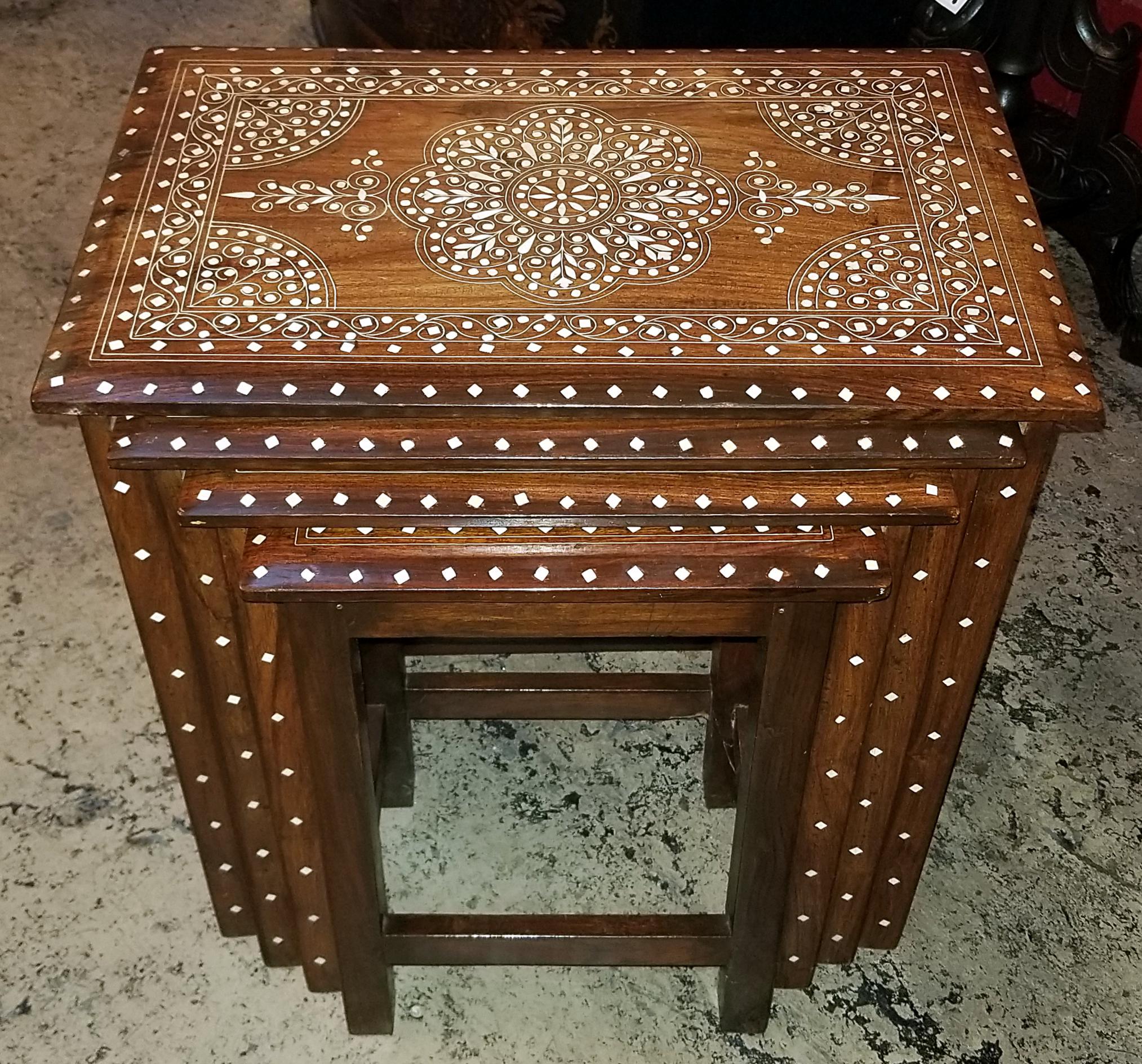 Anglo-Indian Bone Inlaid Nest of Tables 1