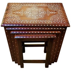 Anglo-Indian Bone Inlaid Nest of Tables