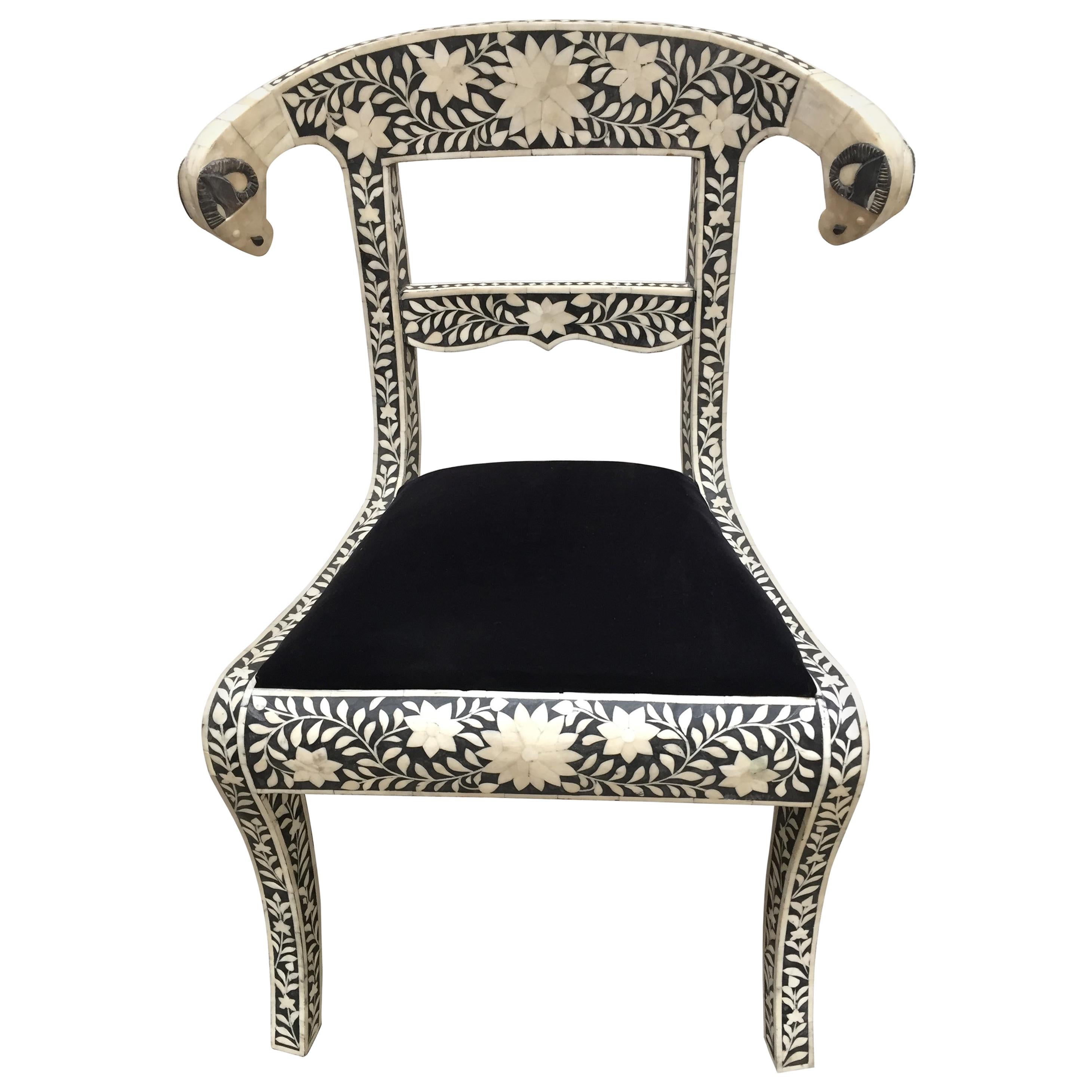 Anglo-Indian Side Chair with Ram's Head