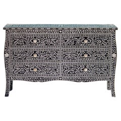 Anglo Indian Black Six Drawer Dresser