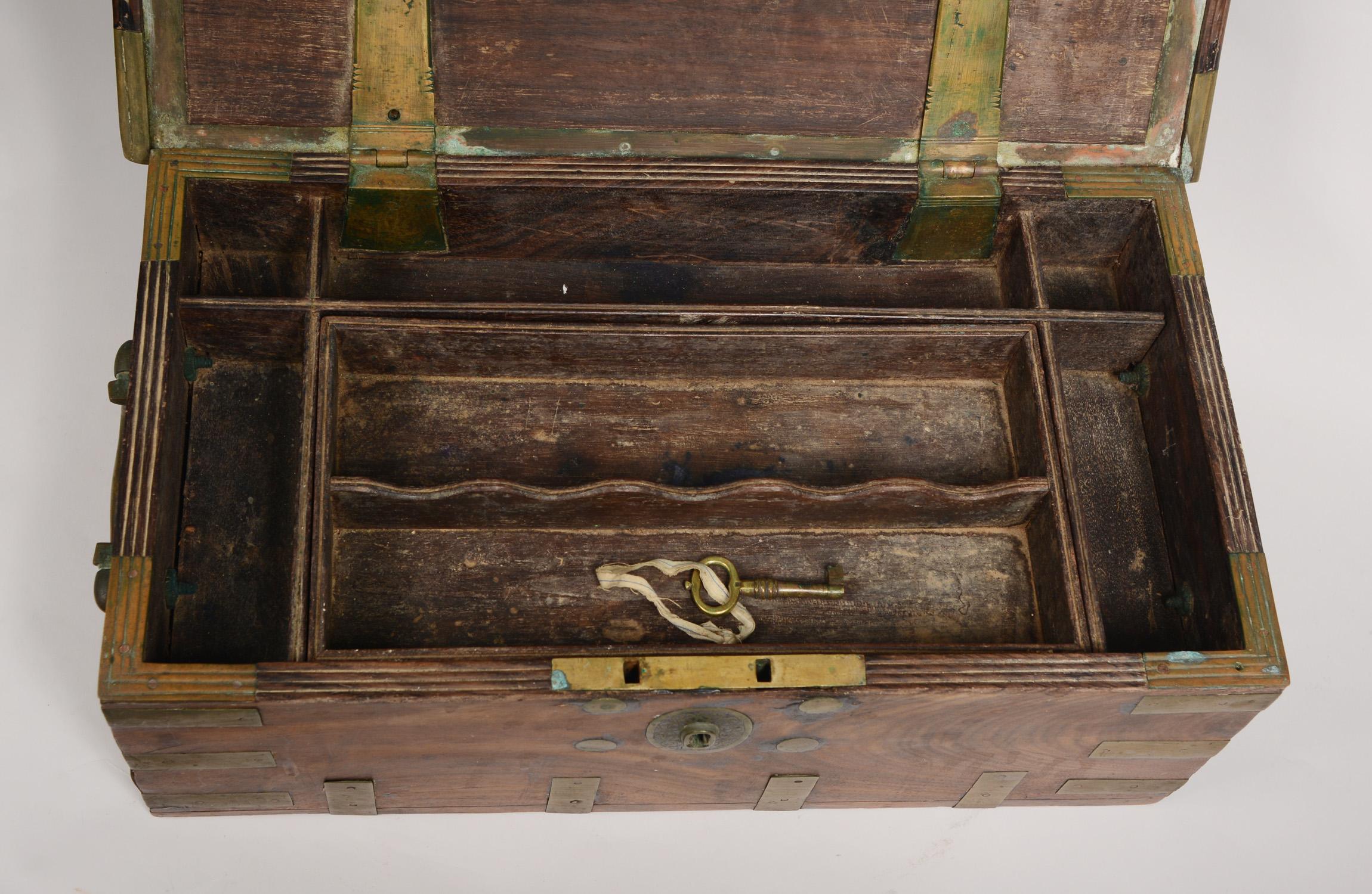 Anglo Indian Brass and Hardwood Chest For Sale 5