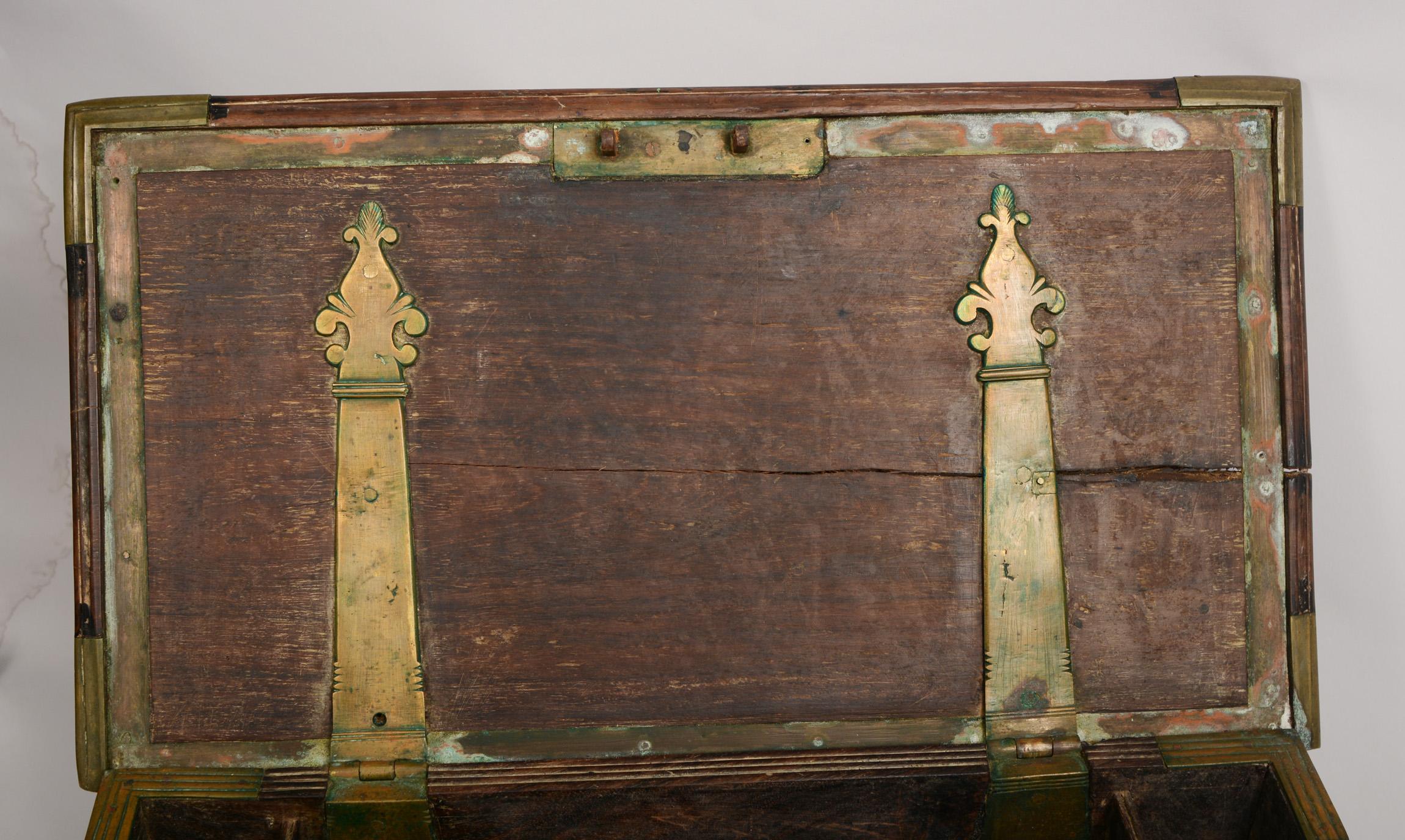 Anglo Indian Brass and Hardwood Chest For Sale 6