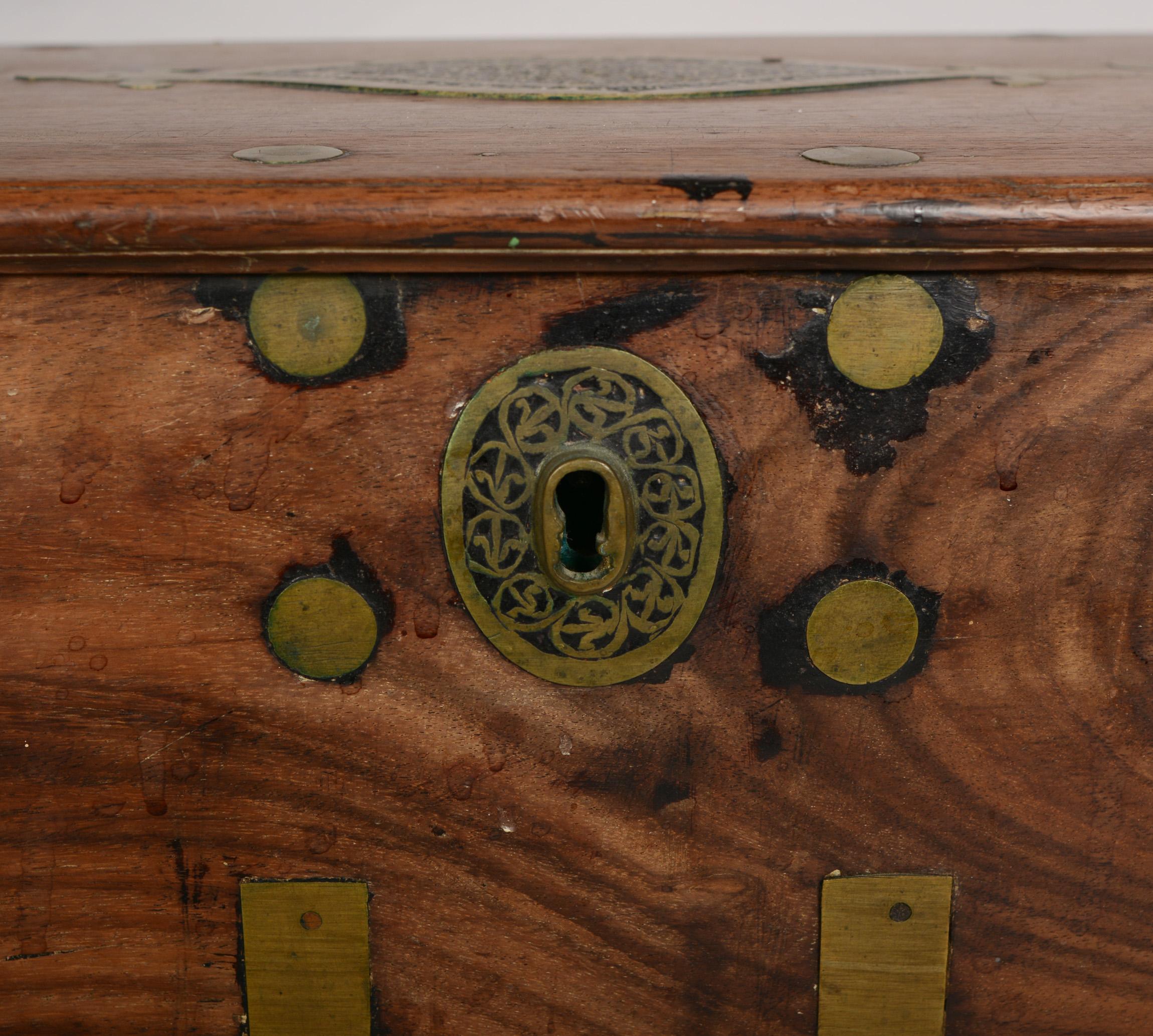 Anglo Indian Brass and Hardwood Chest For Sale 9