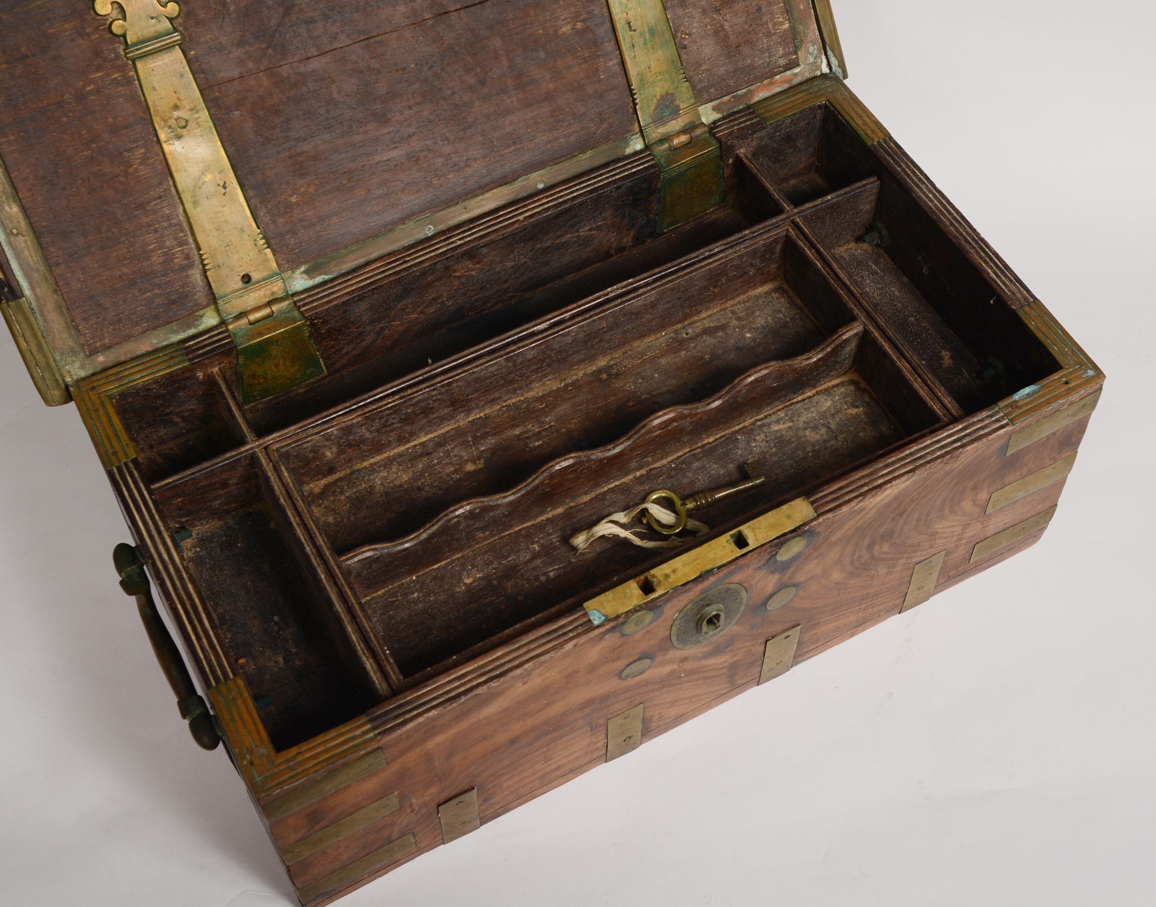 Anglo Indian Brass and Hardwood Chest For Sale 3