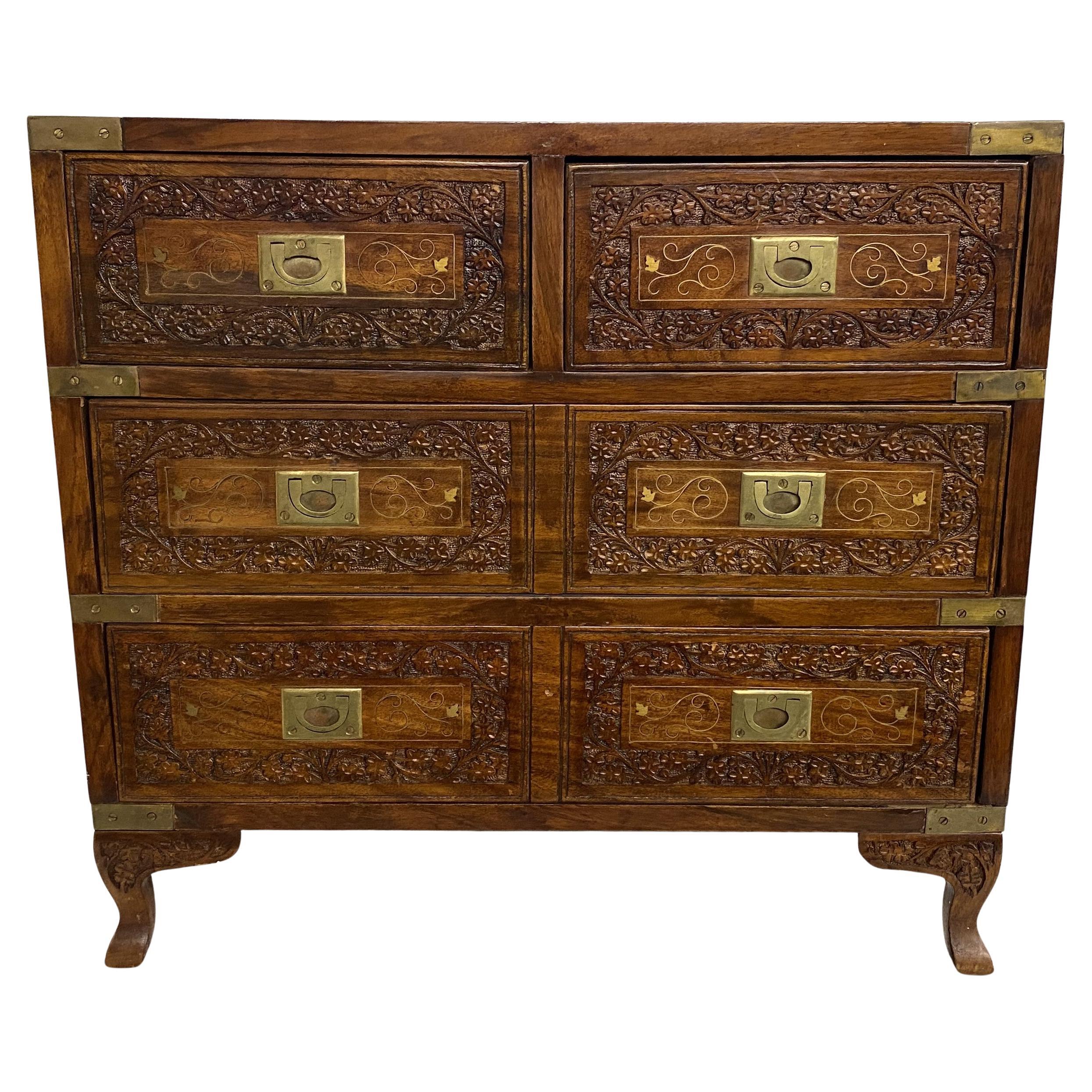 Anglo-Indian Brass Bound Diminutive Campaign Chest in Rosewood