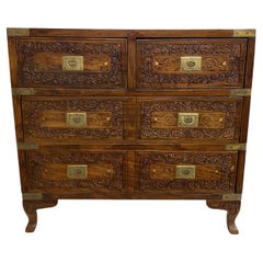 Anglo-Indian Brass Bound Diminutive Campaign Chest in Rosewood