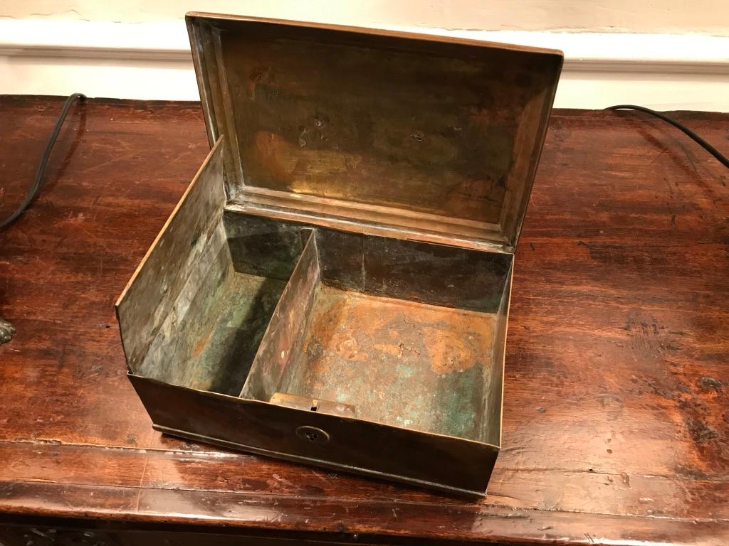 Anglo Indian Brass Box with Bone Inlay For Sale 5