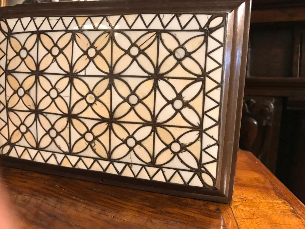 20th Century Anglo Indian Brass Box with Bone Inlay For Sale