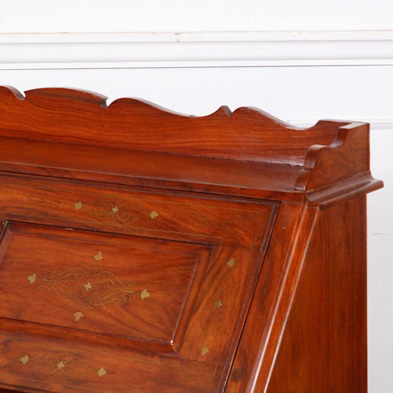Anglo-Indian Brass Inlaid Teak Drop-Front Desk 1