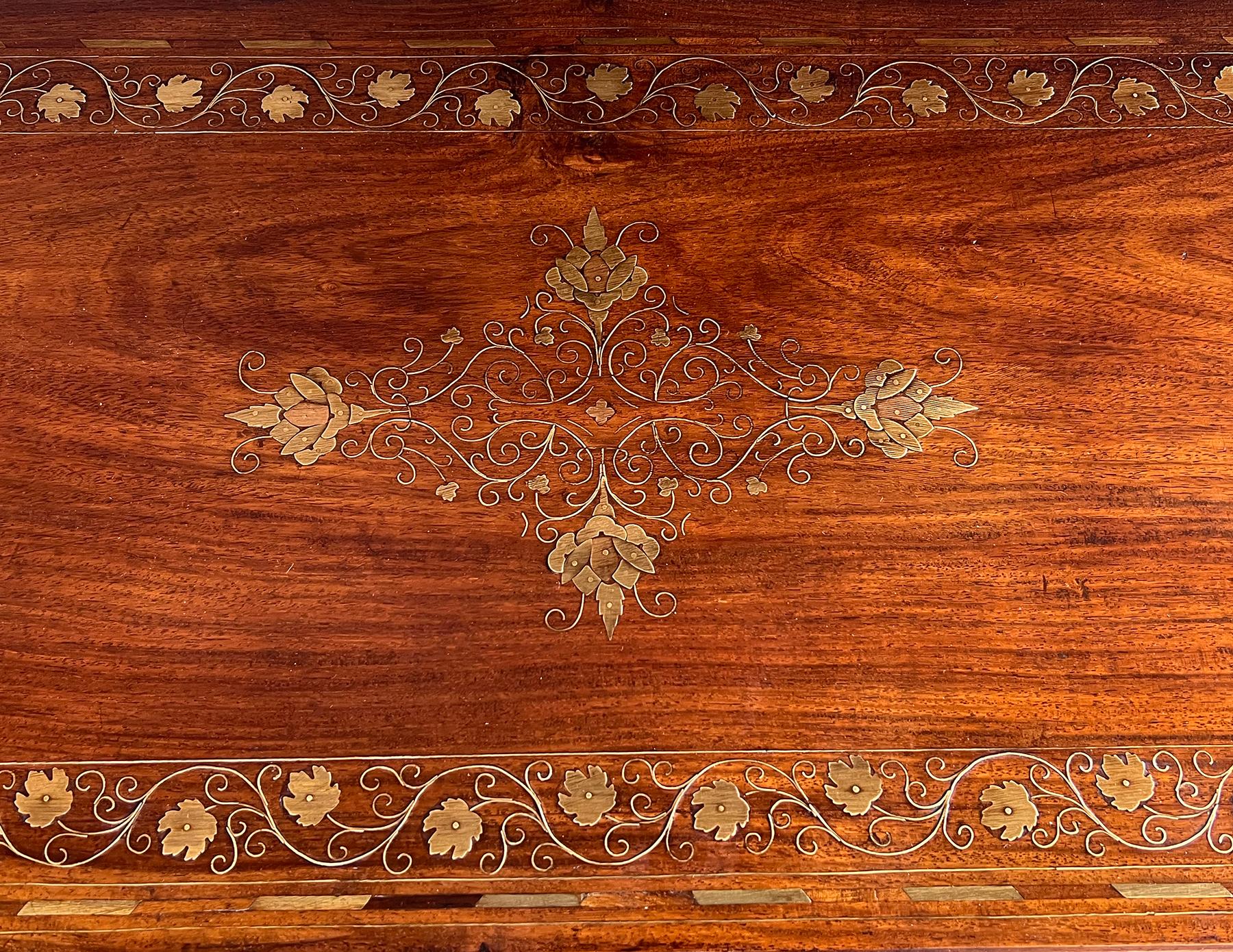 Anglo Indian Brass Inlaid Traveling Console Table im Zustand „Gut“ im Angebot in San Francisco, CA