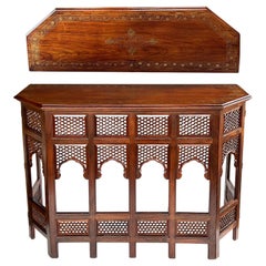 Antique Anglo Indian Brass Inlaid Traveling Console Table