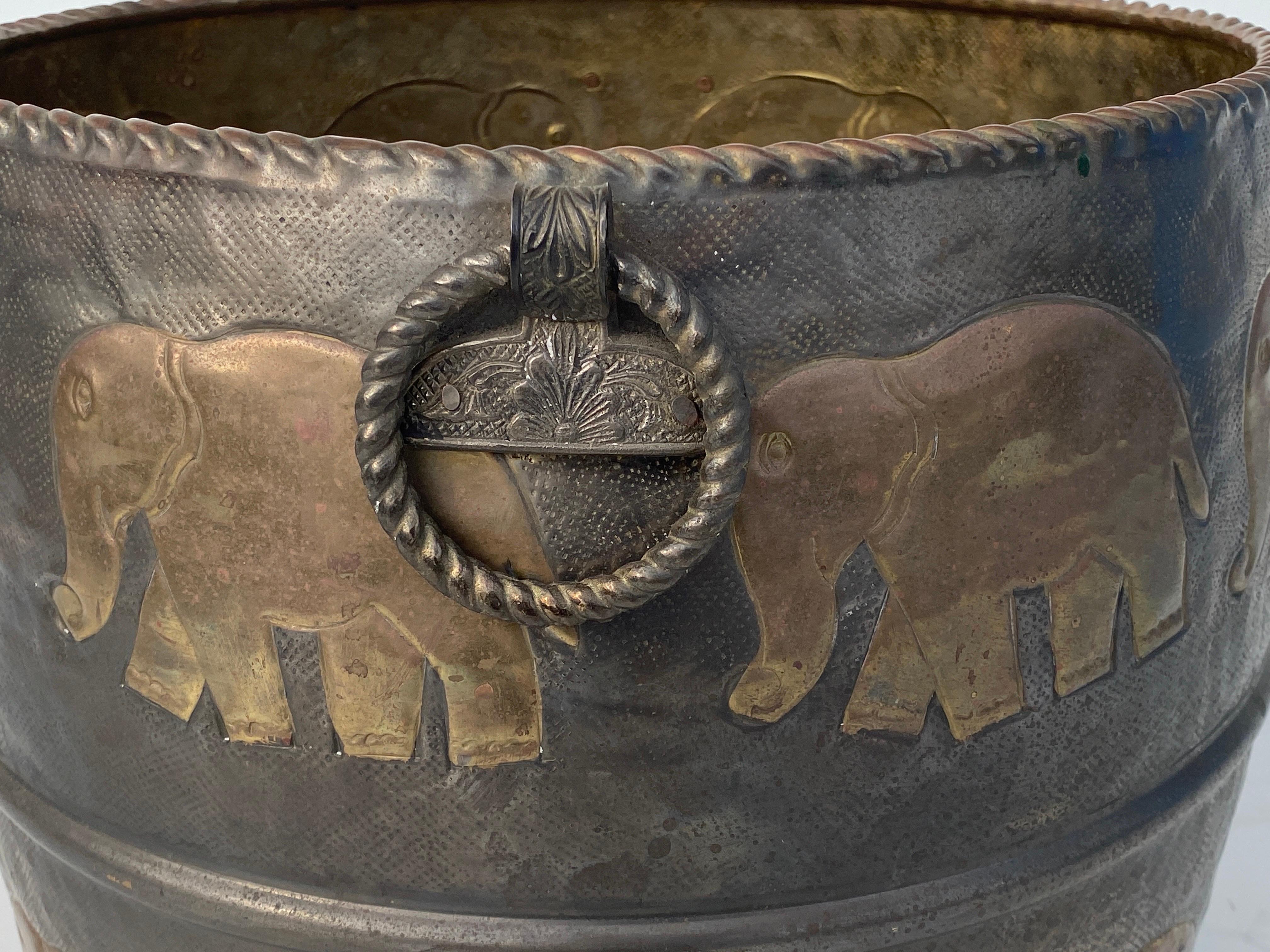 Anglo-Indian Anglo Indian Brass Planter with Elephant Motif
