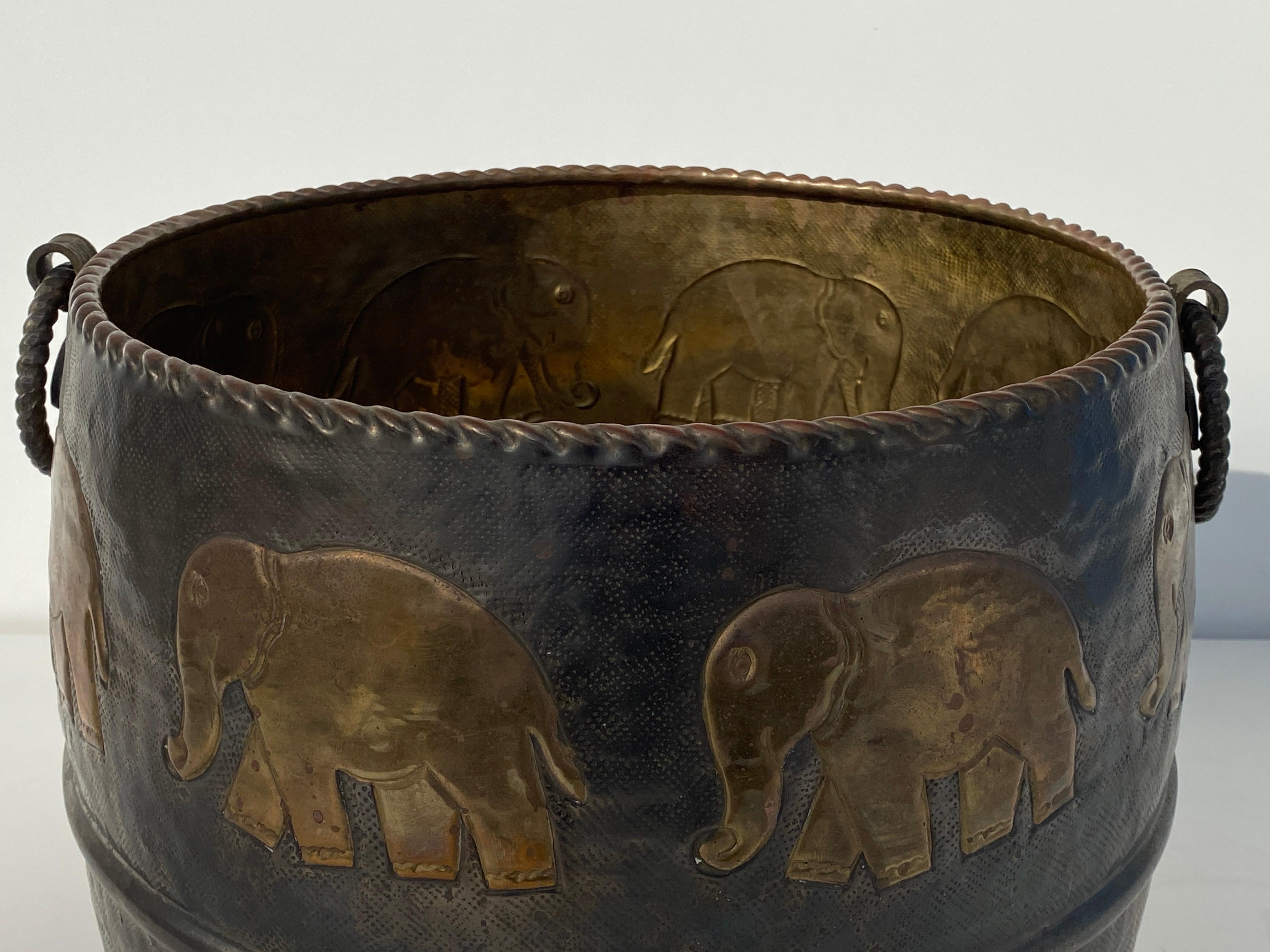 Anglo Indian Brass Planter with Elephant Motif 1