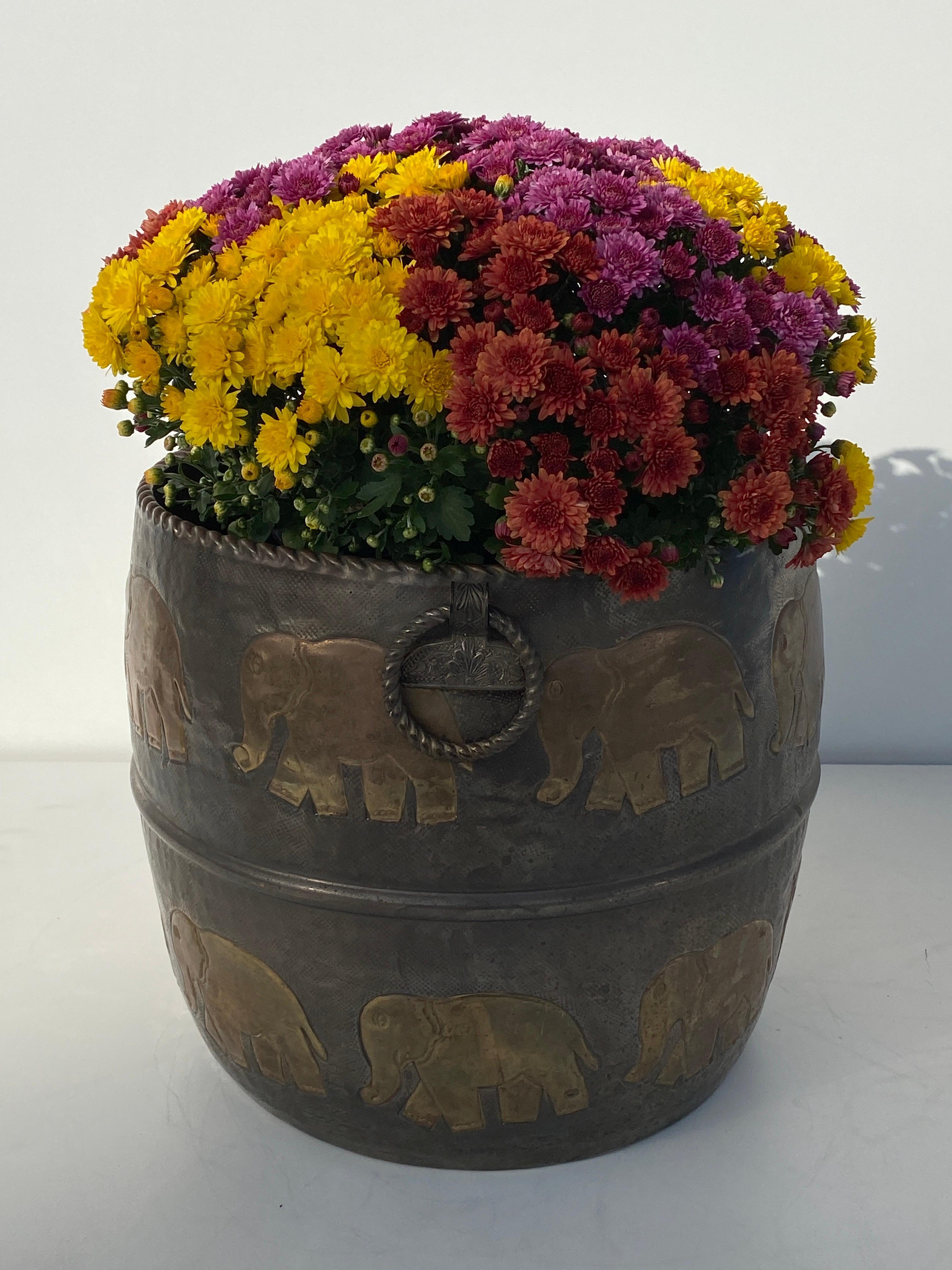 Anglo Indian Brass Planter with Elephant Motif 3