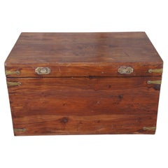 Anglo Indian British Colonial Campor Banded Blanket Trunk Chest Coffee Table