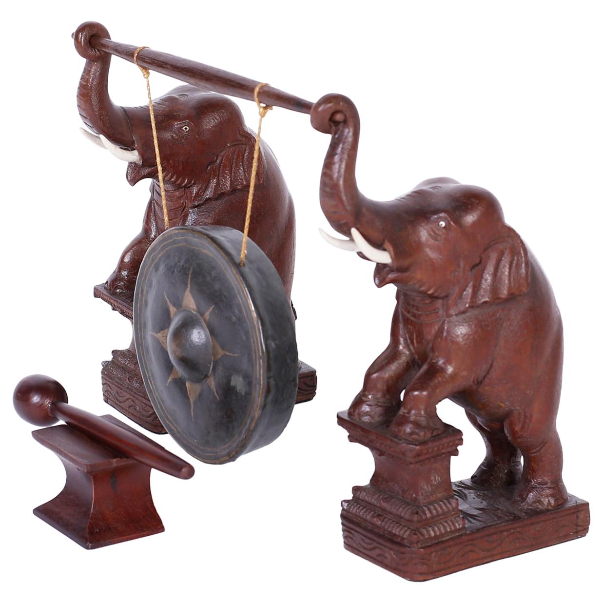 Anglo Indian Bronze Gong with Elephants