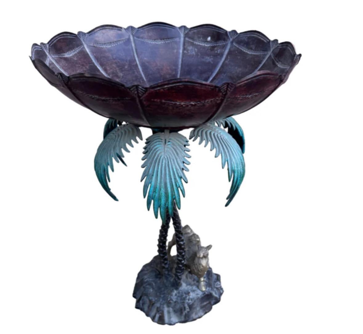 Unknown Anglo Indian Bronze Serving Bowl on a Palm Tree Stand with Camel For Sale