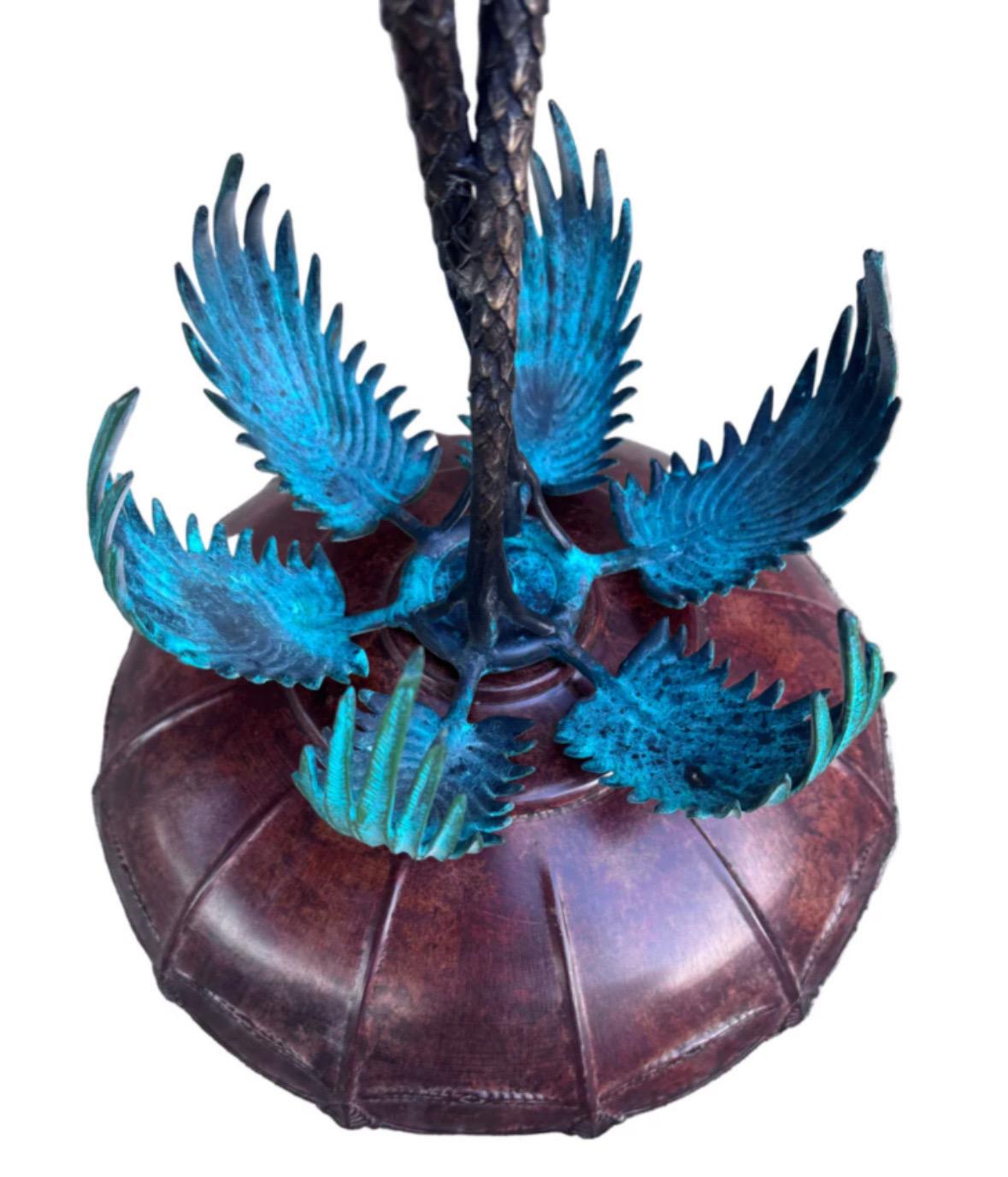 Anglo Indian Bronze Serving Bowl on a Palm Tree Stand with Camel In Good Condition For Sale In Chicago, IL