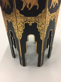Anglo-Indian Burmese Black and Gold Octagonal End Table