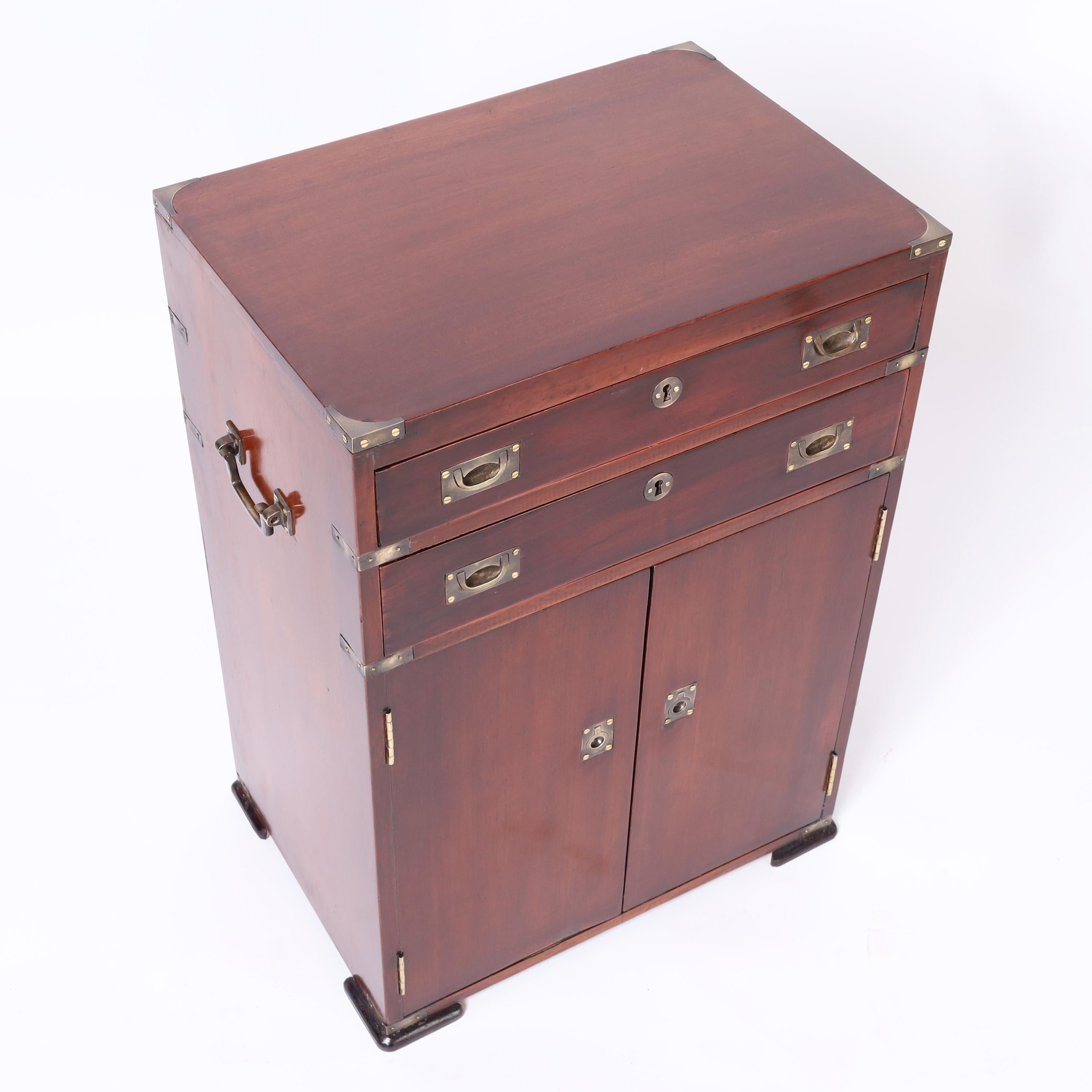 Anglo Indian Campaign Cabinet with Two Drawers In Good Condition In Palm Beach, FL