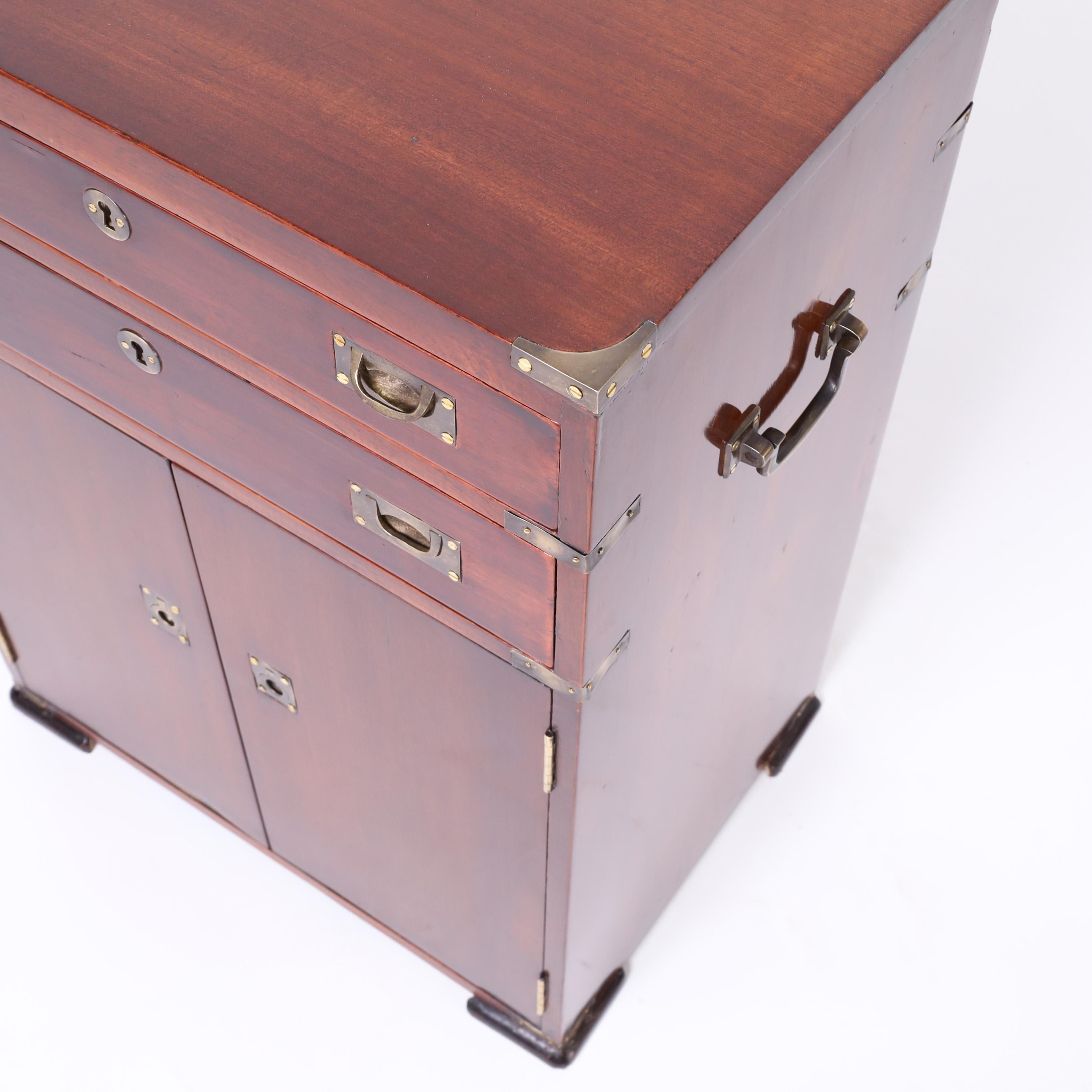 20th Century Anglo Indian Campaign Cabinet with Two Drawers