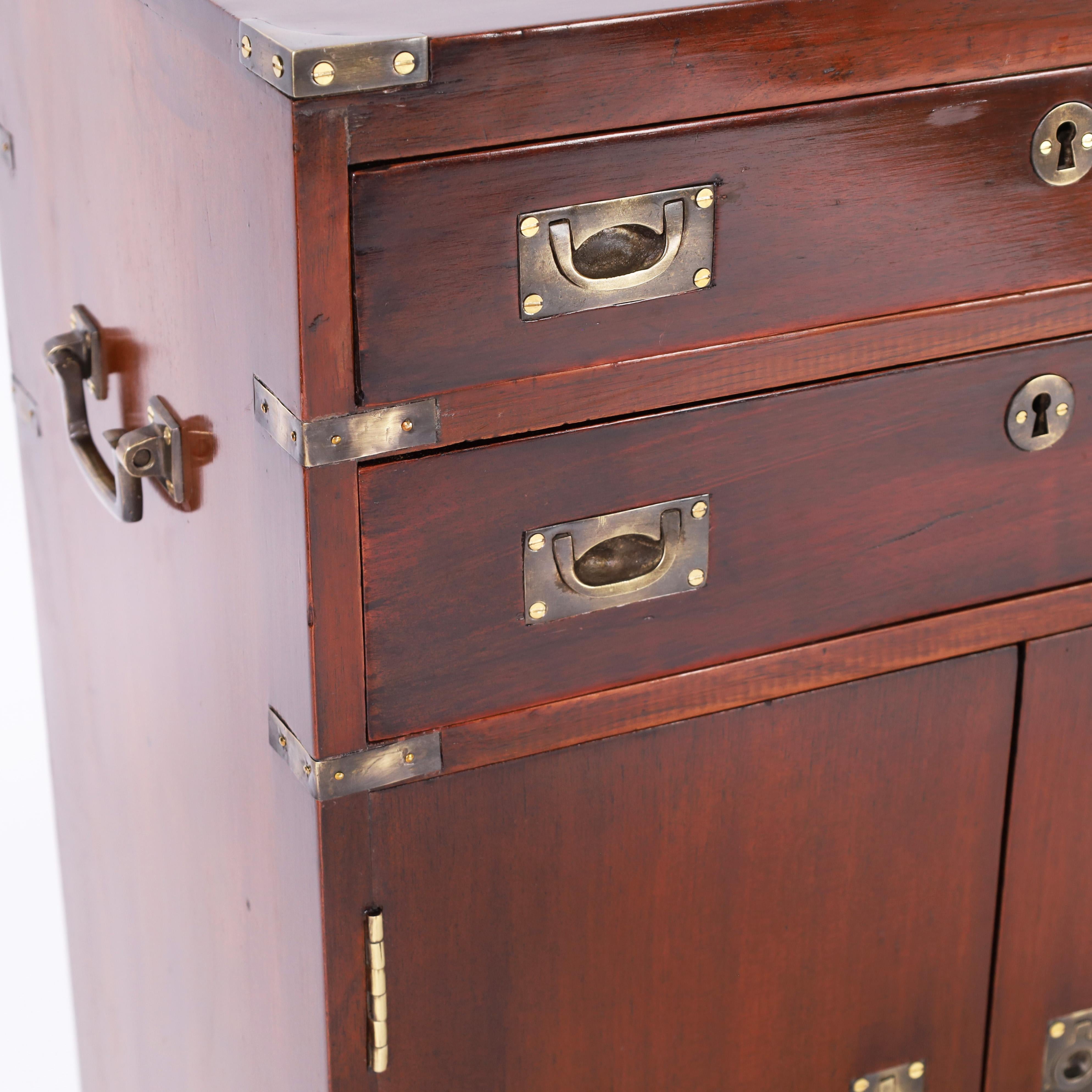 Mahogany Anglo Indian Campaign Cabinet with Two Drawers