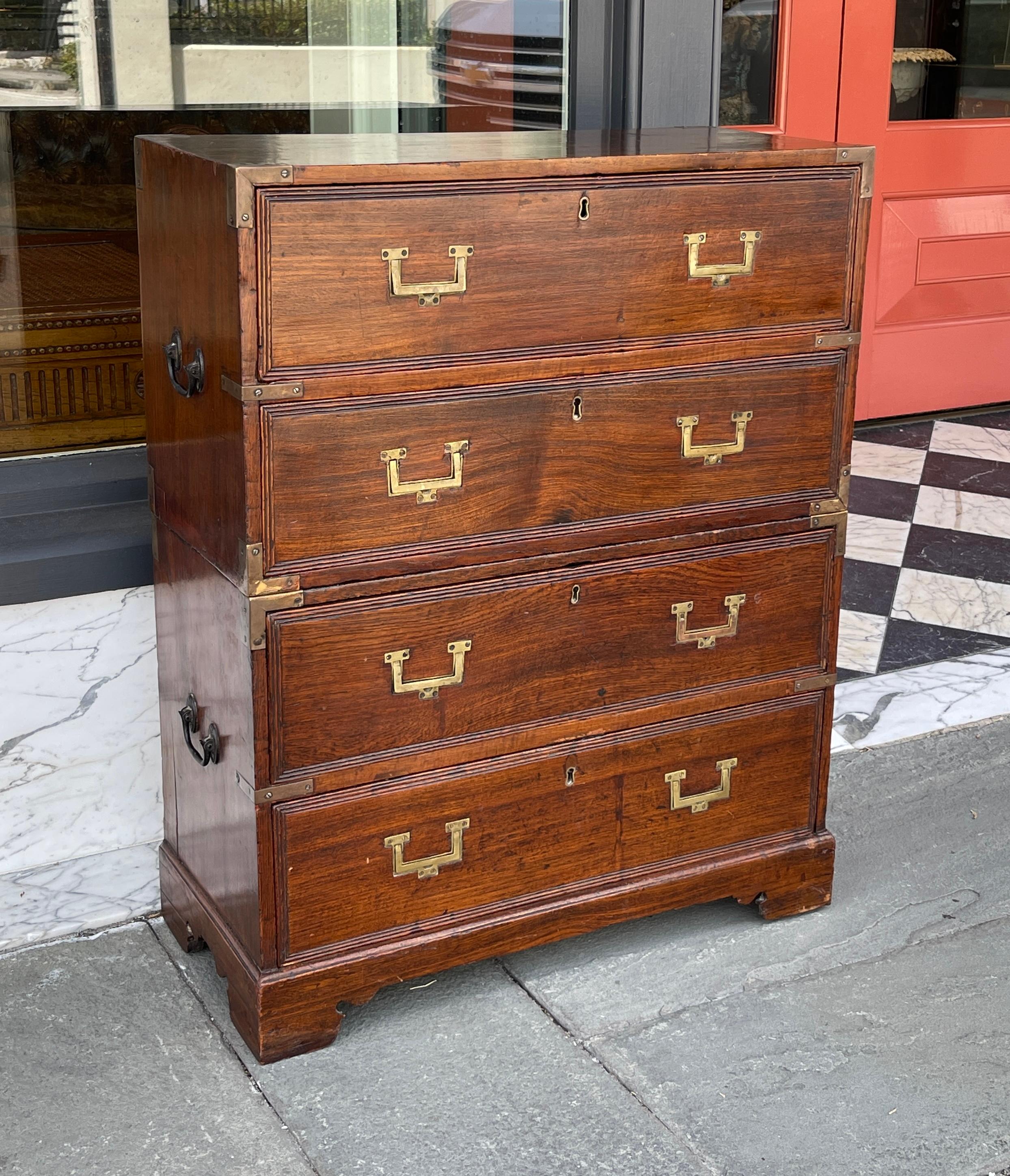 Diminutive campaign chest late 19th century. 2 part