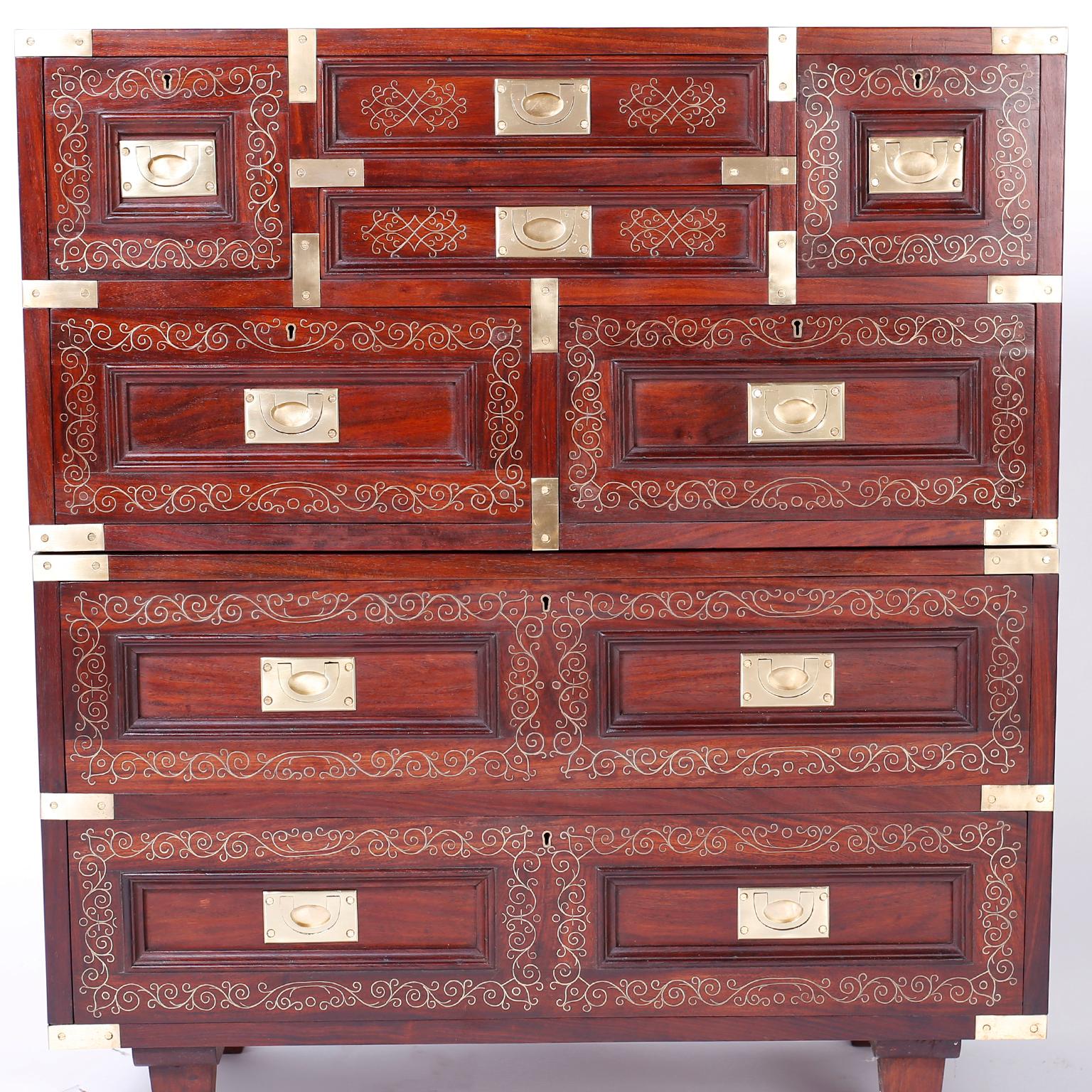 Anglo Indian Campaign Style Rosewood Chest or Nightstands For Sale 3