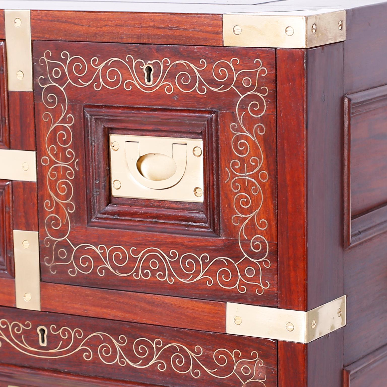 20th Century Anglo Indian Campaign Style Rosewood Chest or Nightstands For Sale