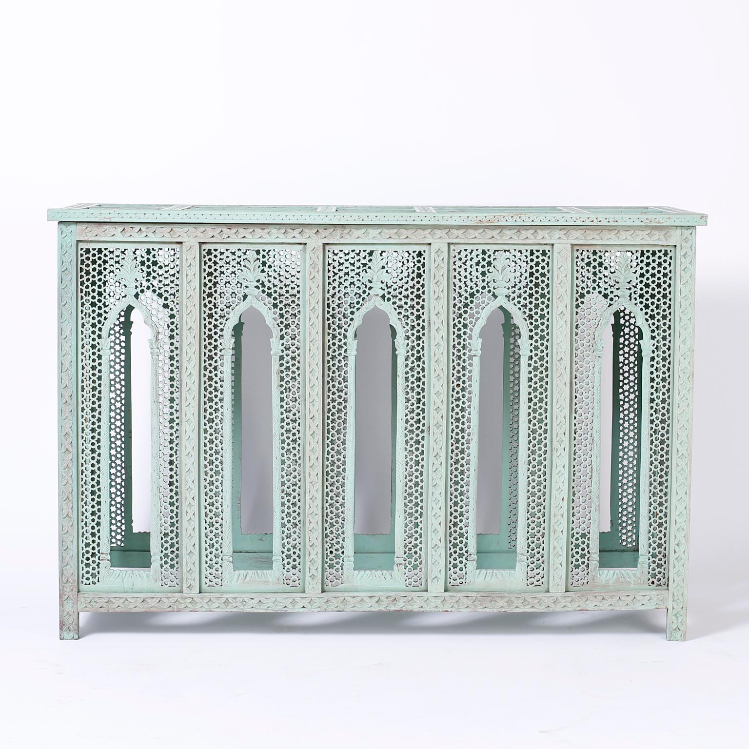 20th Century Anglo-Indian Carved and painted Console