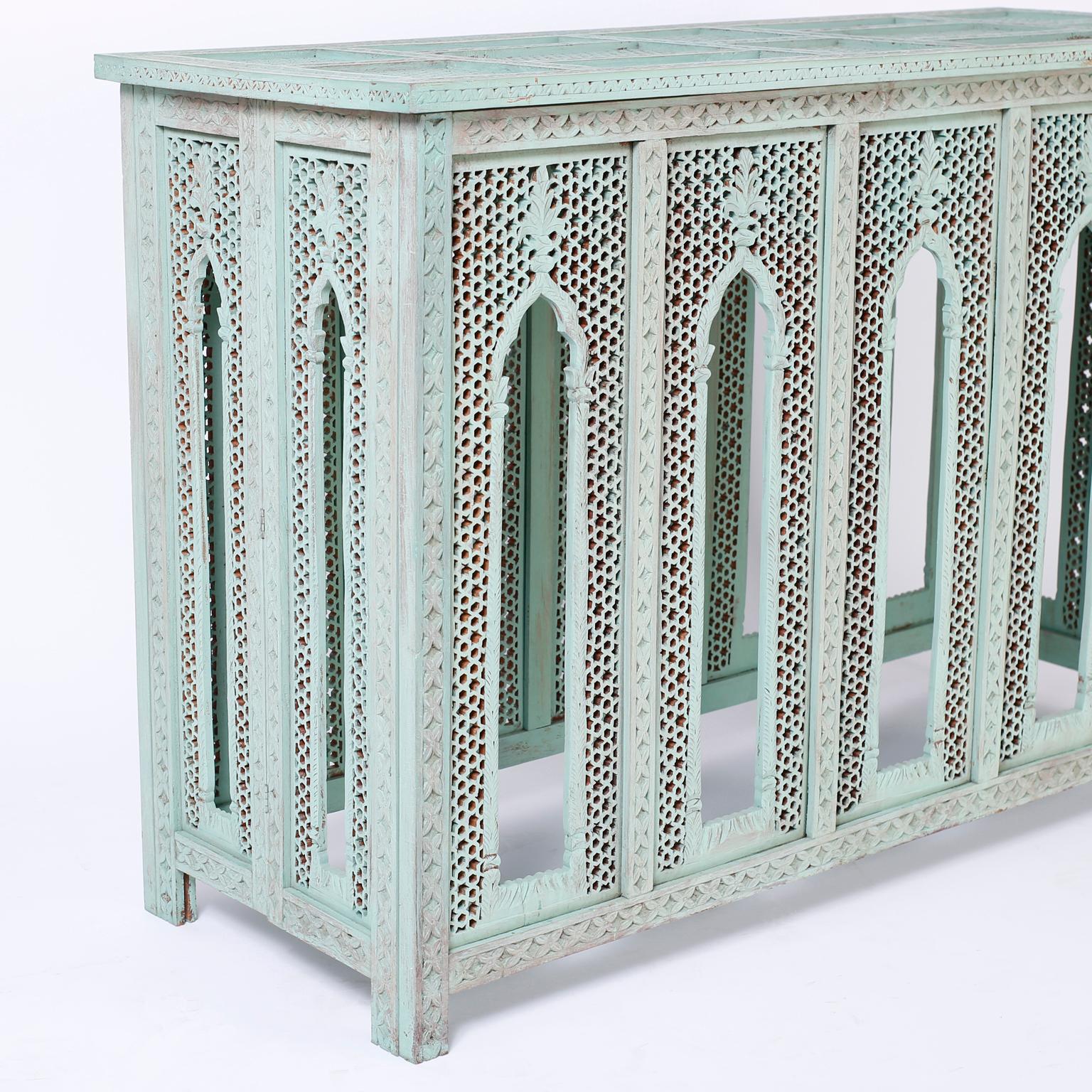 Hardwood Anglo-Indian Carved and painted Console