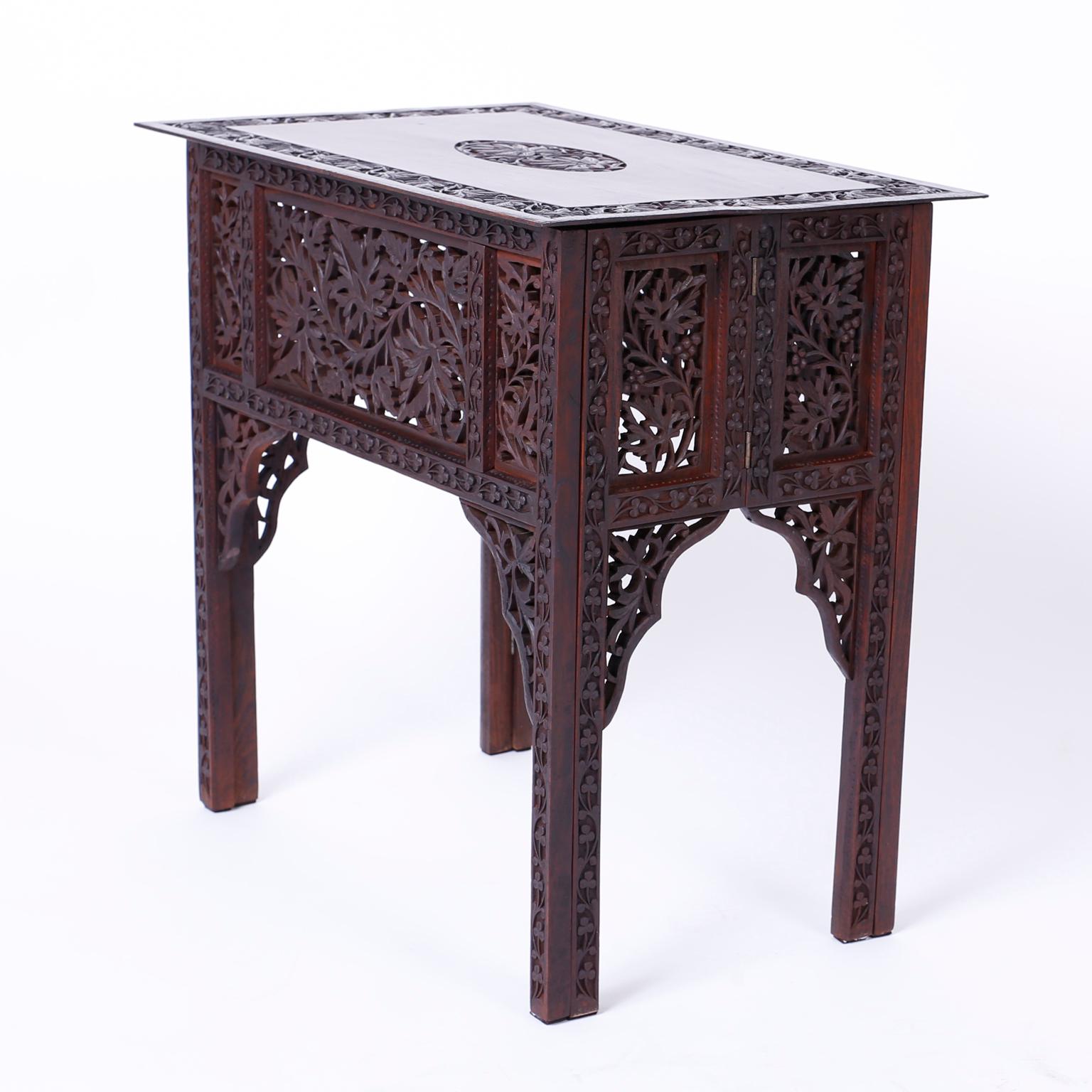 indian carved side table